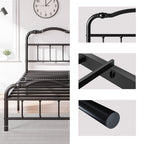 Telaio per letto in metallo resistente da 14 pollici con stile vintage, supporta fino a 2500 libbre, facile da montare e senza cigolii