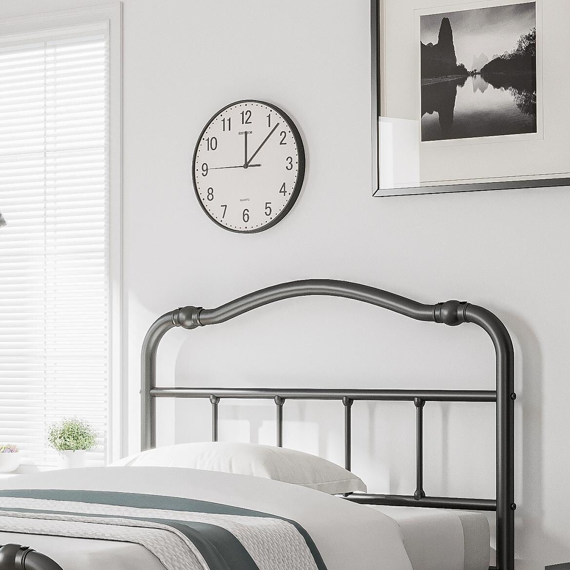 Telaio per letto in metallo resistente da 14 pollici con stile vintage, supporta fino a 2500 libbre, facile da montare e senza cigolii