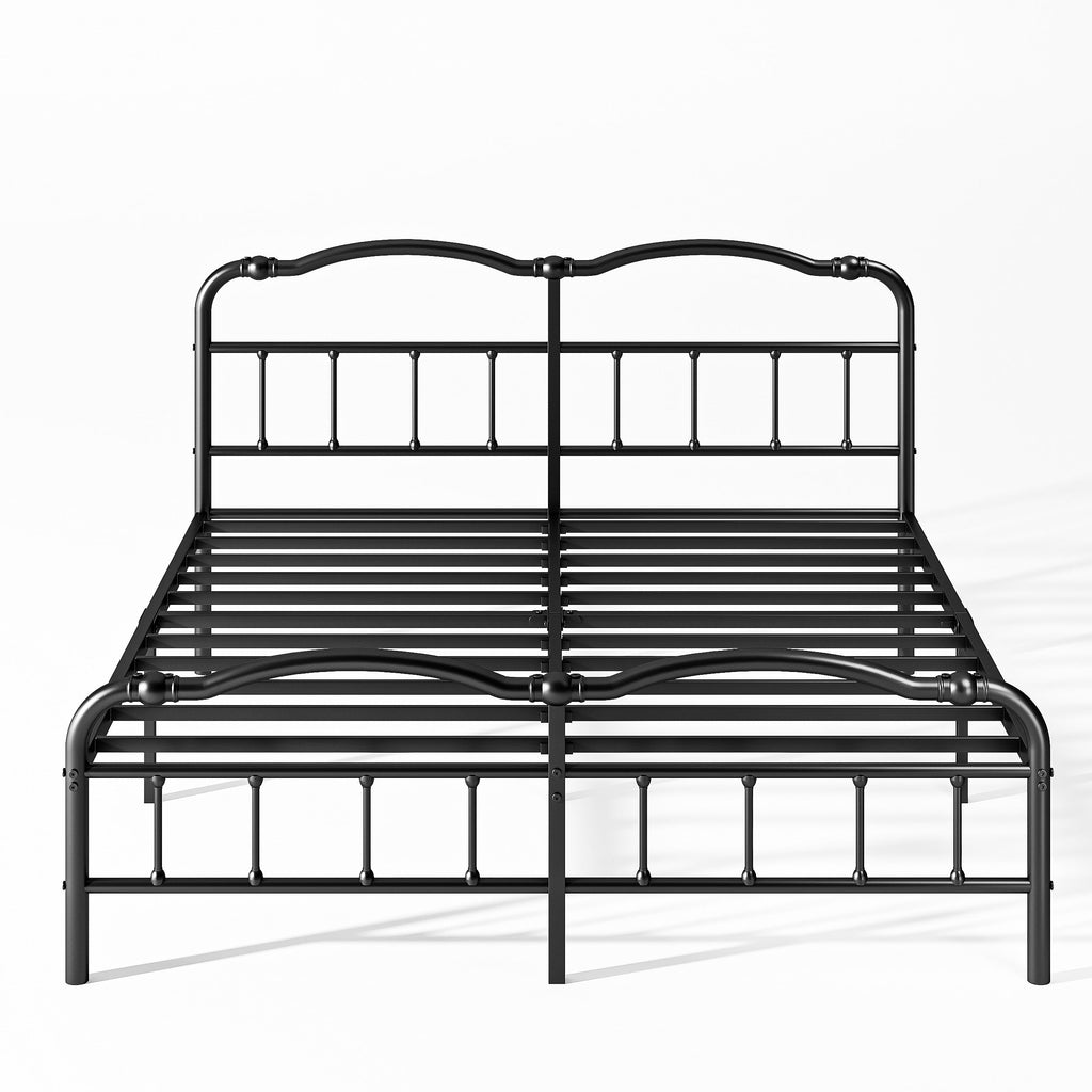 Telaio per letto in metallo resistente da 14 pollici con stile vintage, supporta fino a 2500 libbre, facile da montare e senza cigolii