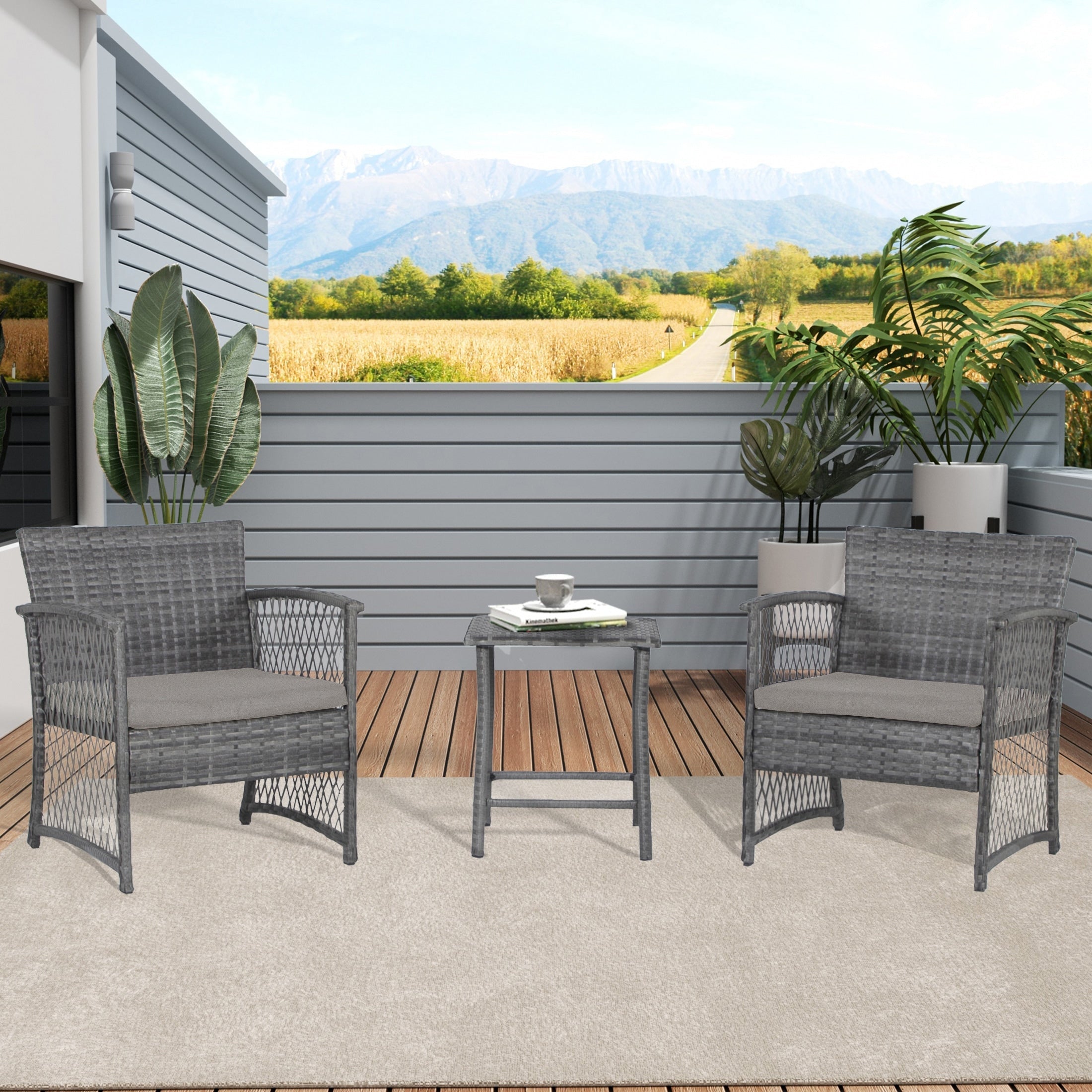 Set da giardino Heritage Outdoor in vimini da 3 pezzi