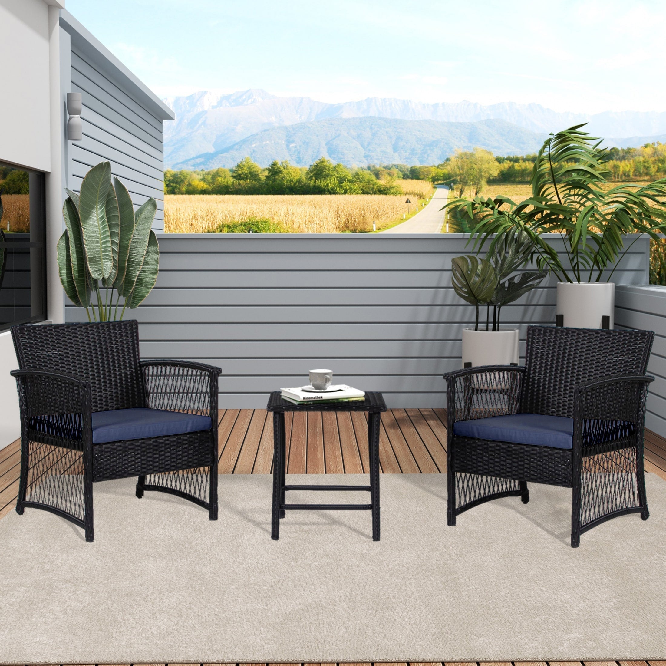 Set da giardino Heritage Outdoor in vimini da 3 pezzi