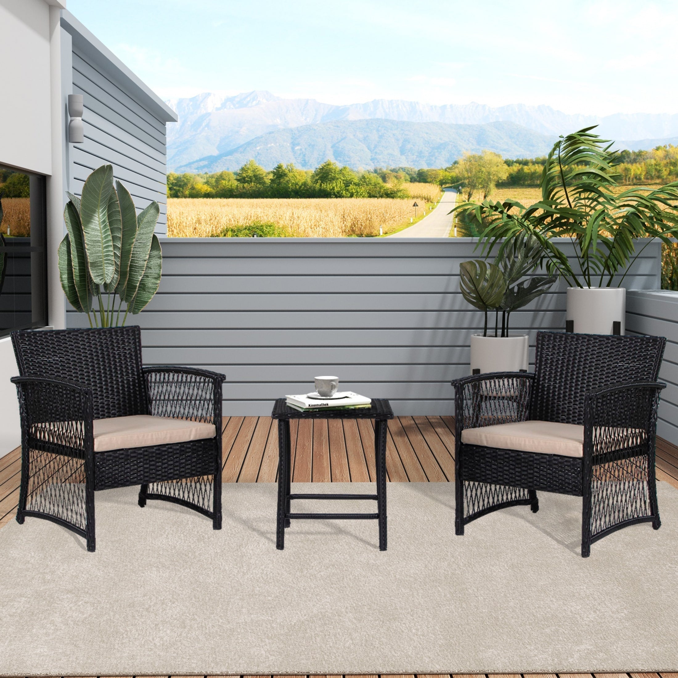 Set da giardino Heritage Outdoor in vimini da 3 pezzi