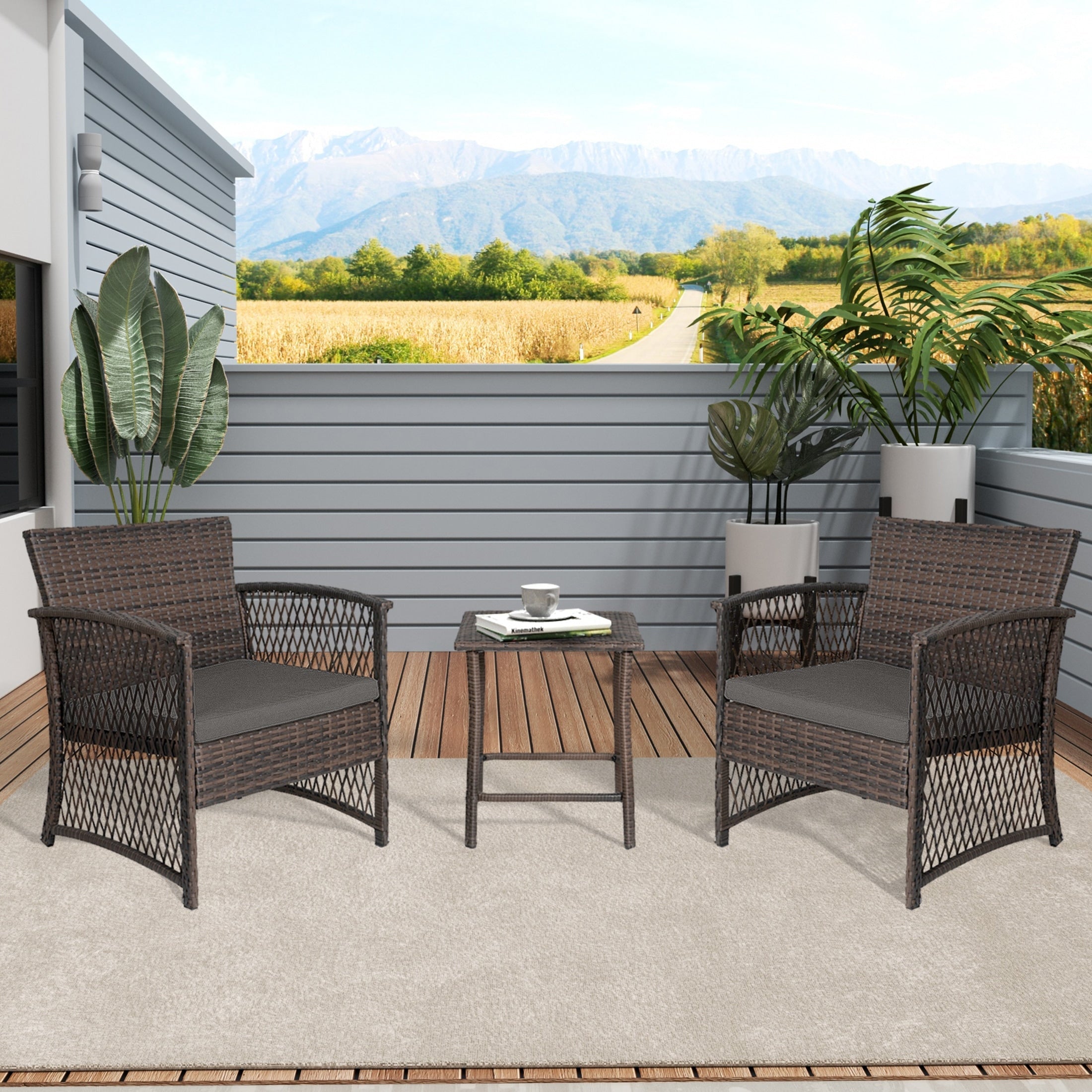 Set da giardino Heritage Outdoor in vimini da 3 pezzi