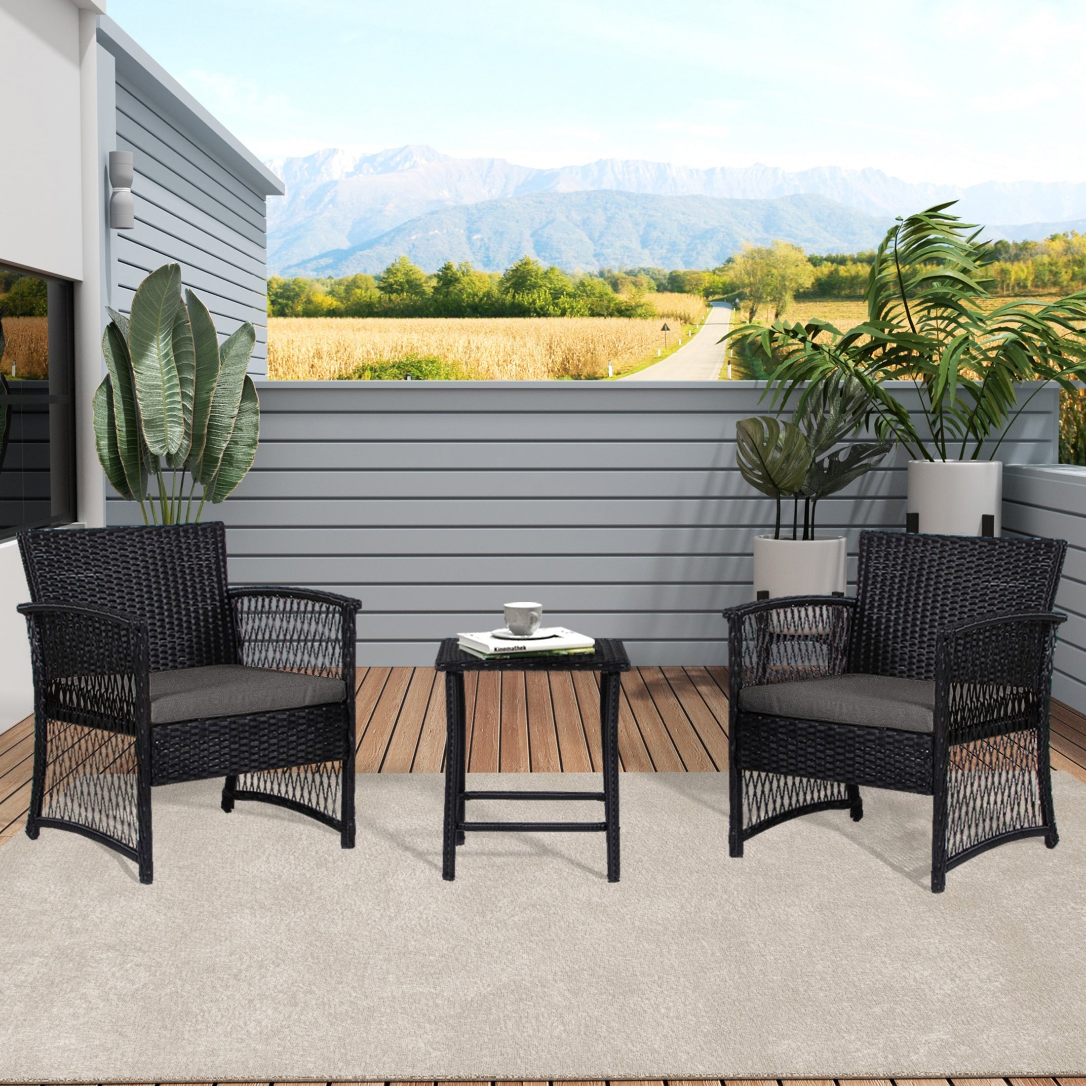 Set da giardino Heritage Outdoor in vimini da 3 pezzi
