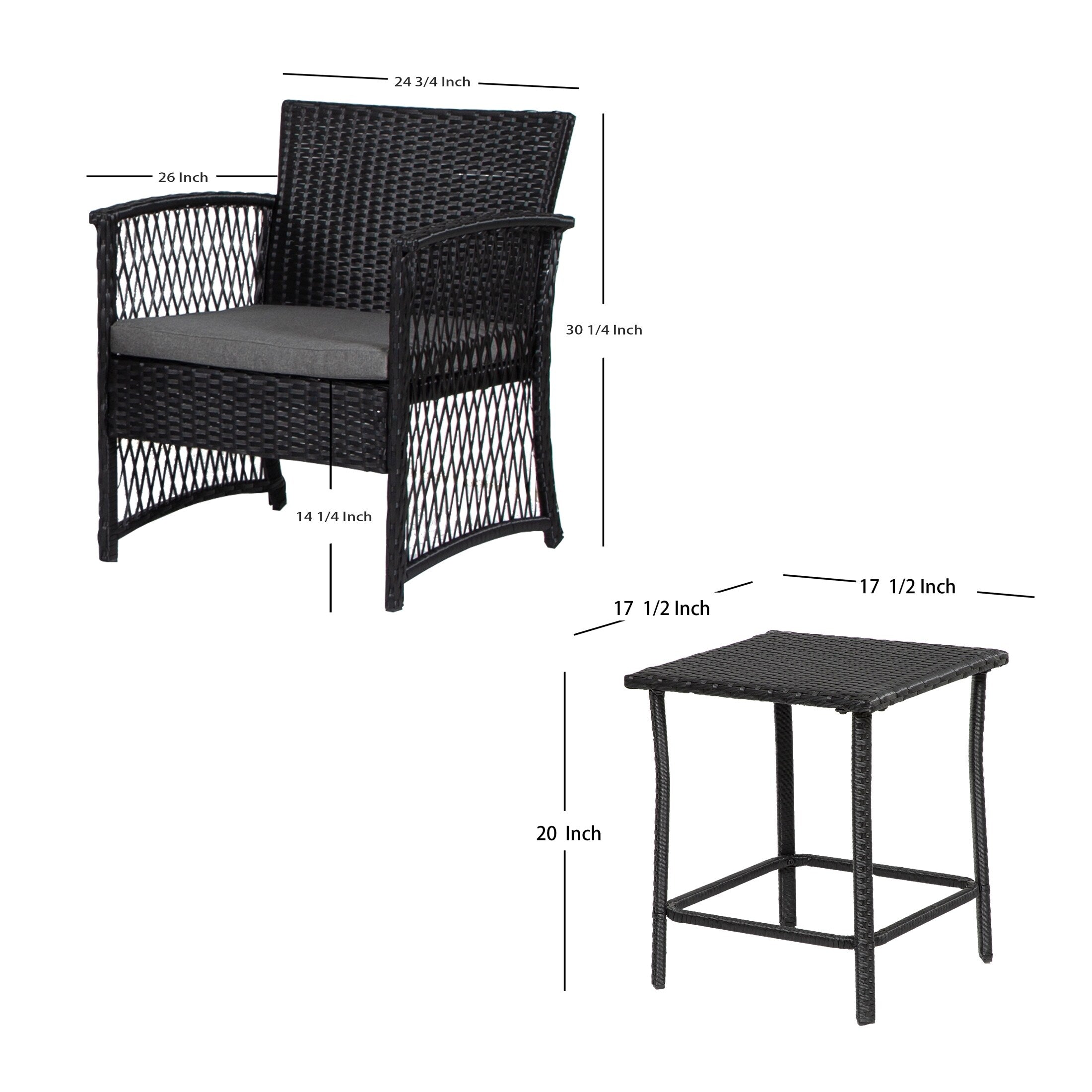 Set da giardino Heritage Outdoor in vimini da 3 pezzi