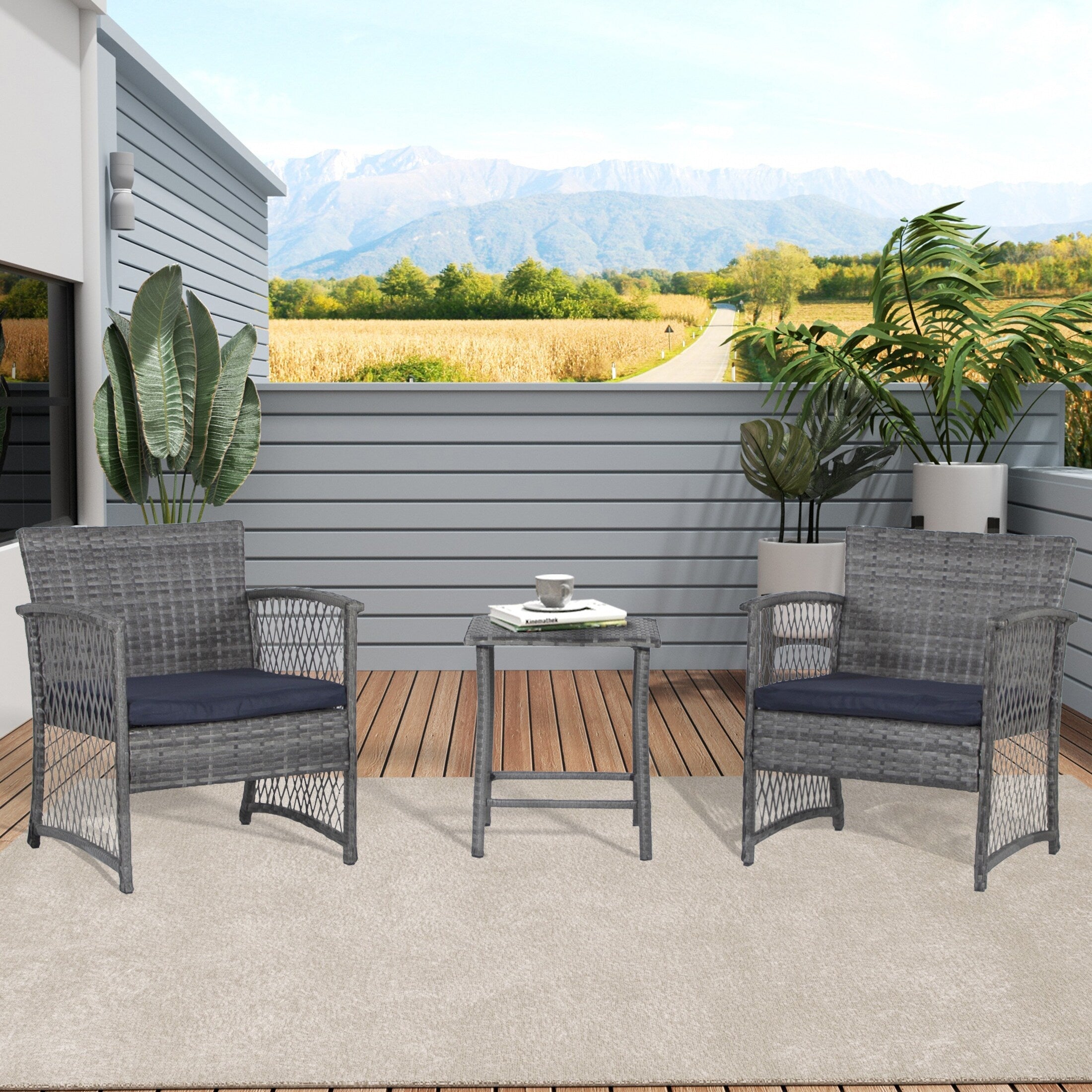 Set da giardino Heritage Outdoor in vimini da 3 pezzi