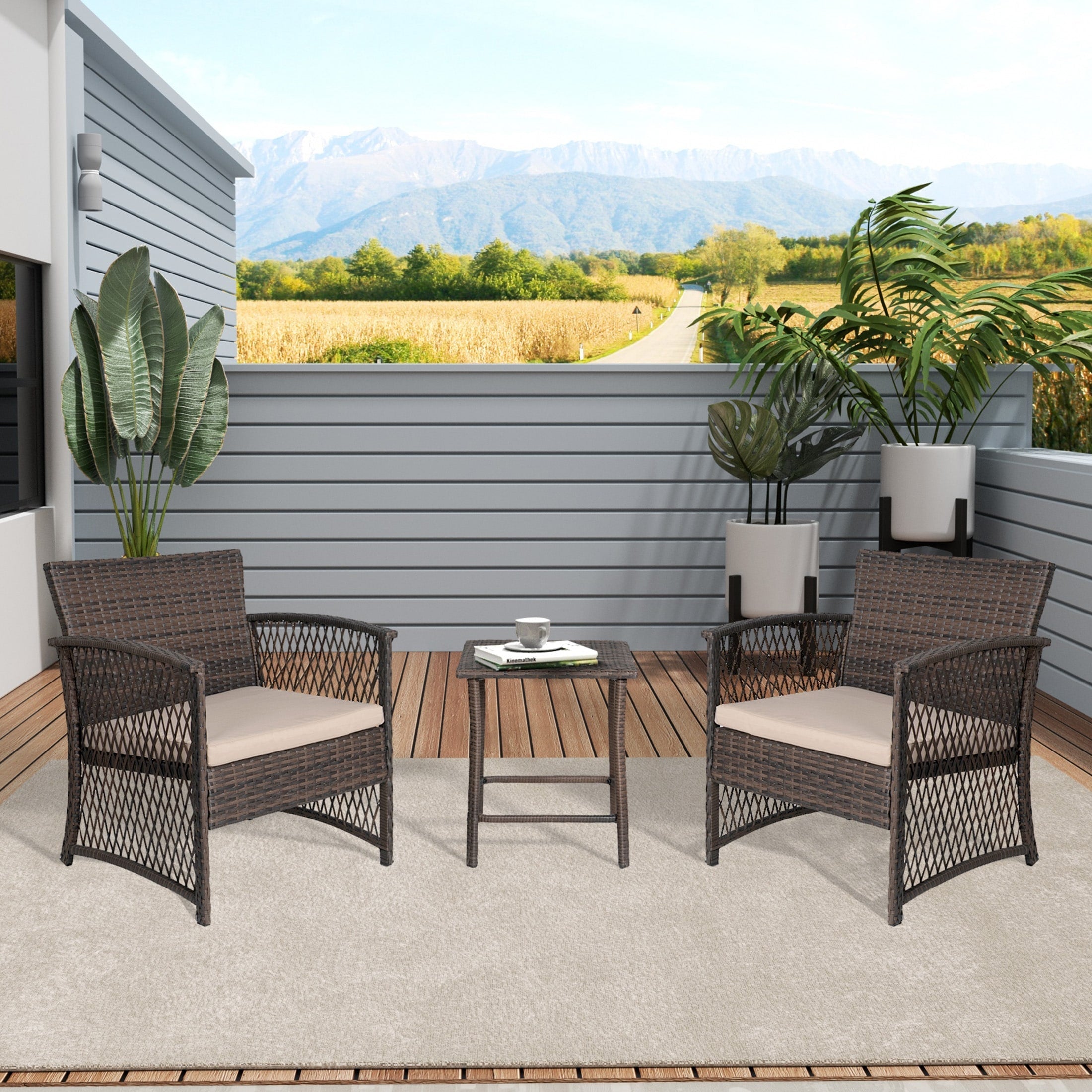 Set da giardino Heritage Outdoor in vimini da 3 pezzi