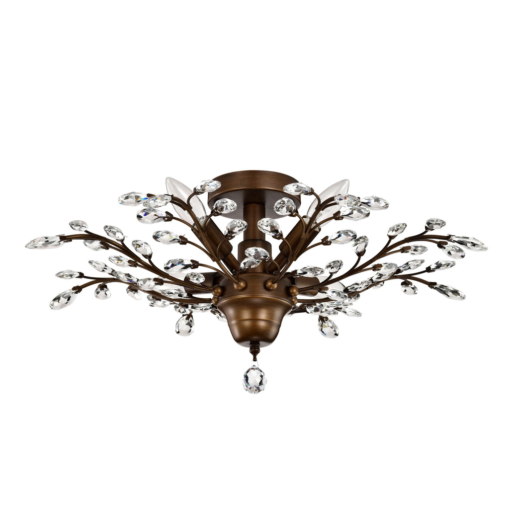 Lampada a filo Holly a 4 luci con foglie di cristallo