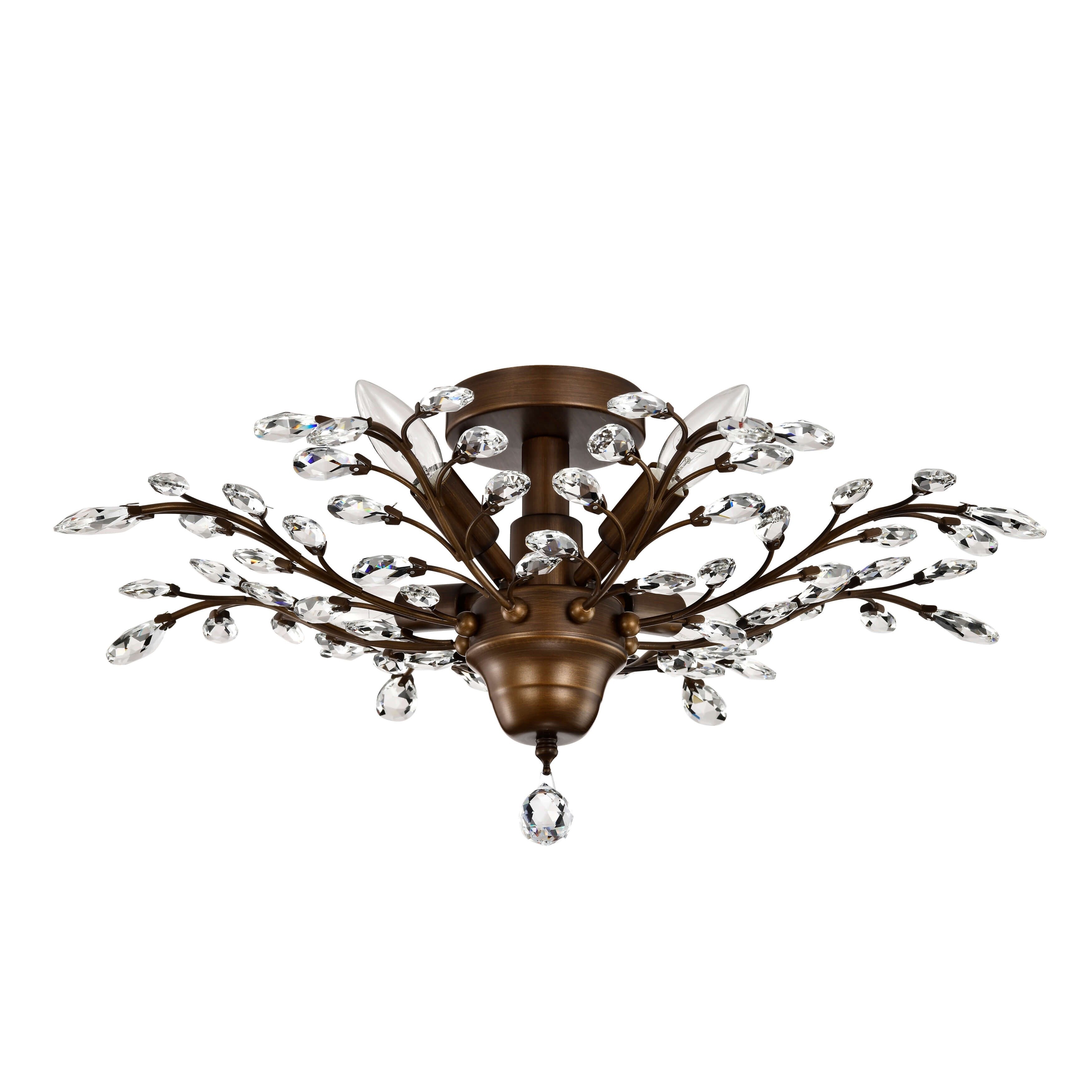 Lampada a filo Holly a 4 luci con foglie di cristallo