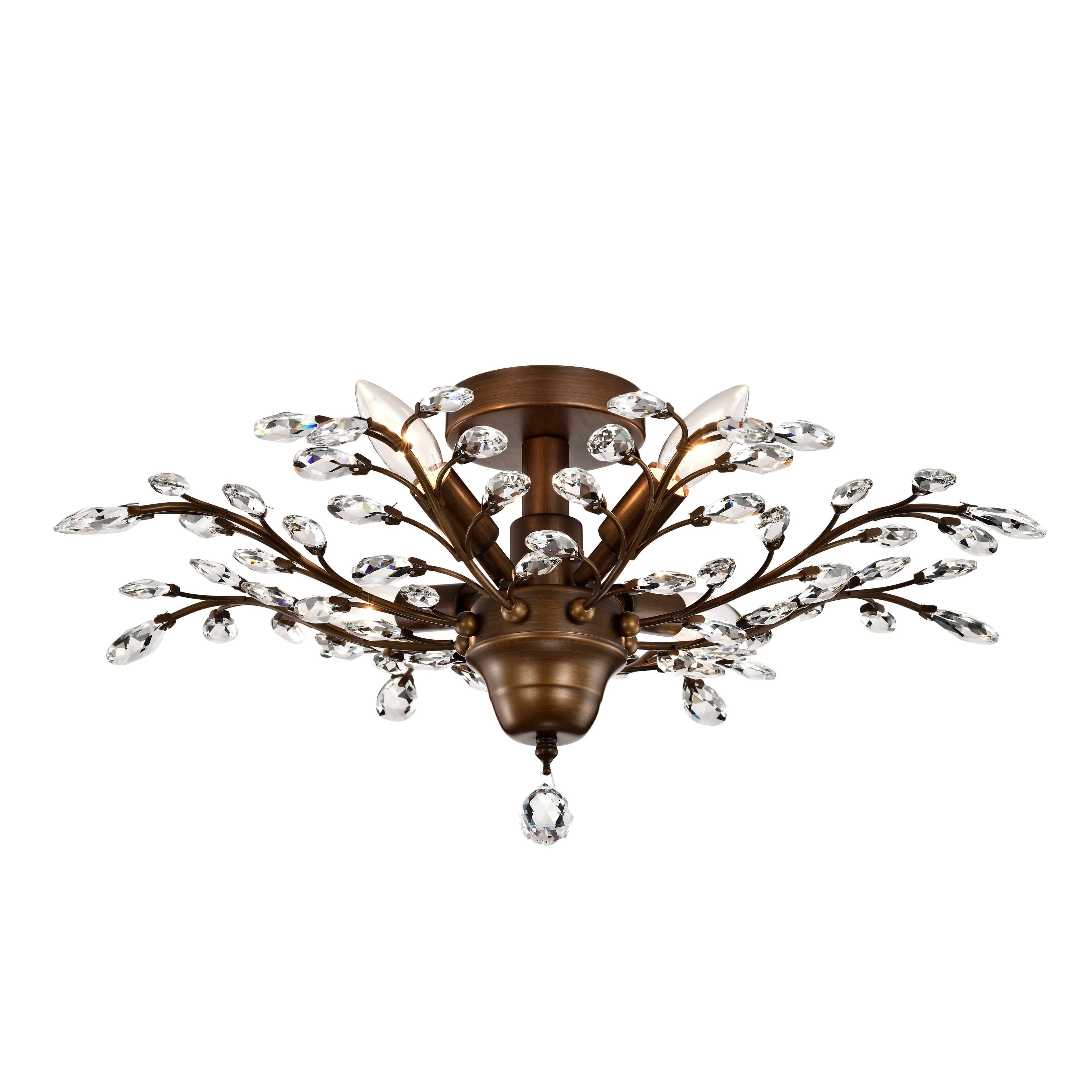 Lampada a filo Holly a 4 luci con foglie di cristallo