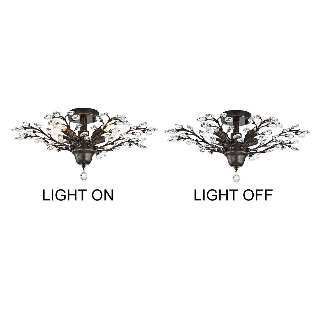 Lampada a filo Holly a 4 luci con foglie di cristallo