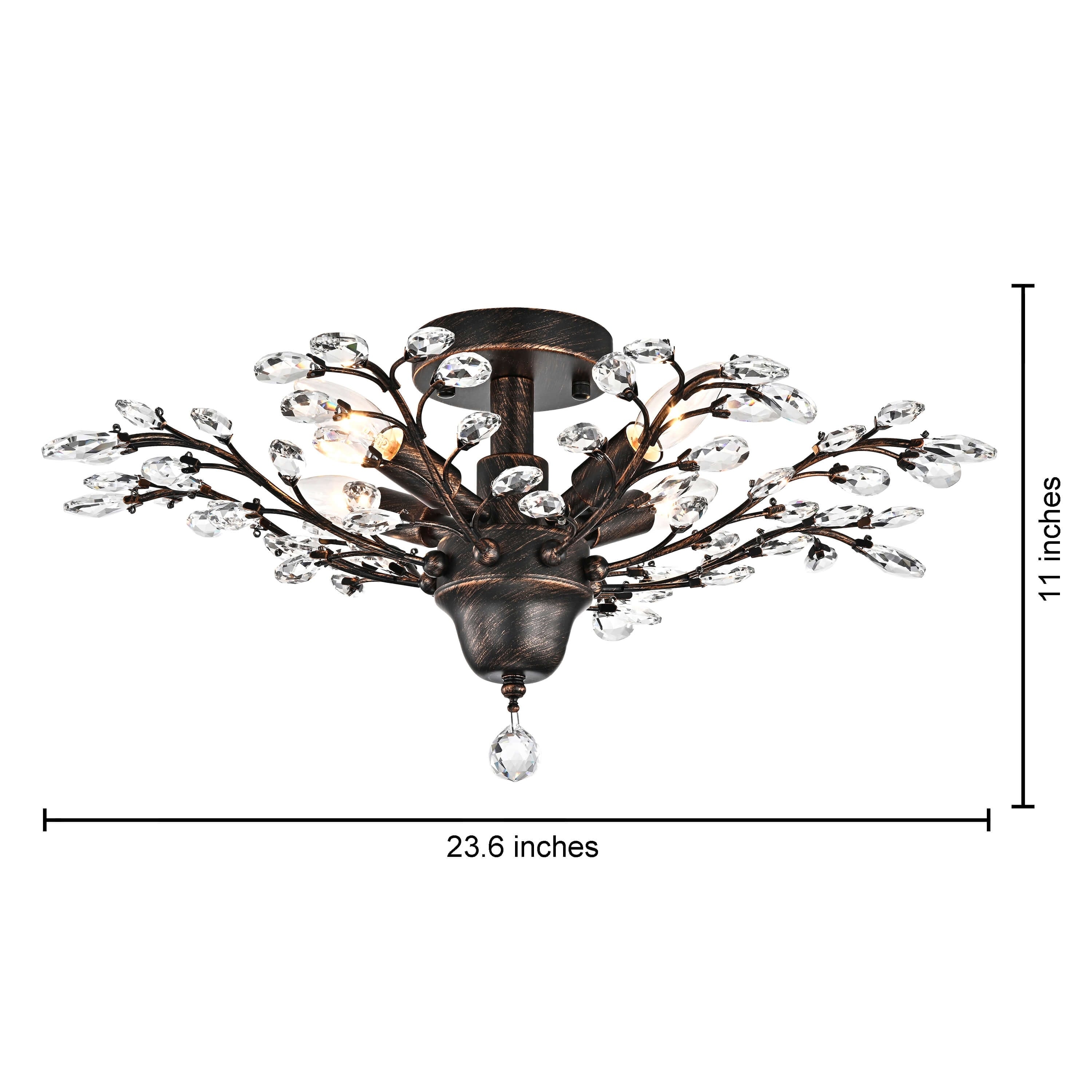 Lampada a filo Holly a 4 luci con foglie di cristallo