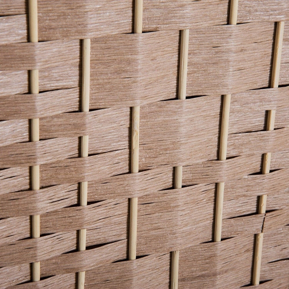 HomCom - Schermo divisorio per la privacy a sei pannelli in vimini intrecciato alto 6 piedi - Legno biondo naturale