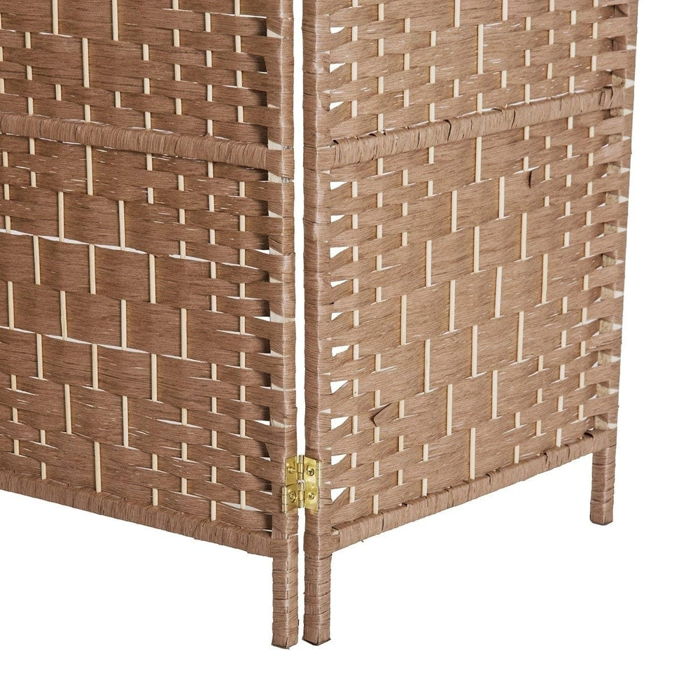 HomCom - Schermo divisorio per la privacy a sei pannelli in vimini intrecciato alto 6 piedi - Legno biondo naturale