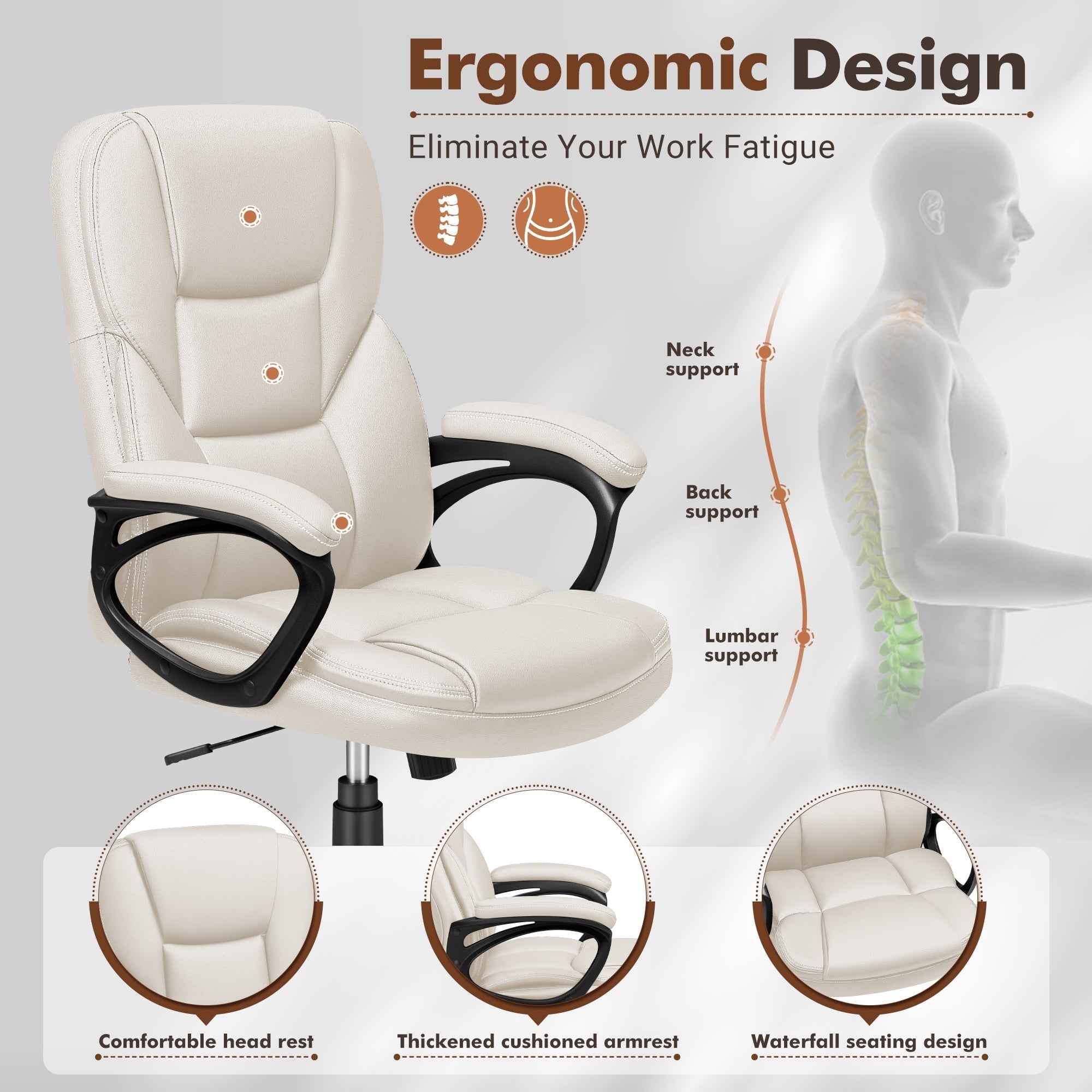 Sedia da ufficio Homall con schienale alto, sedia ergonomica per computer