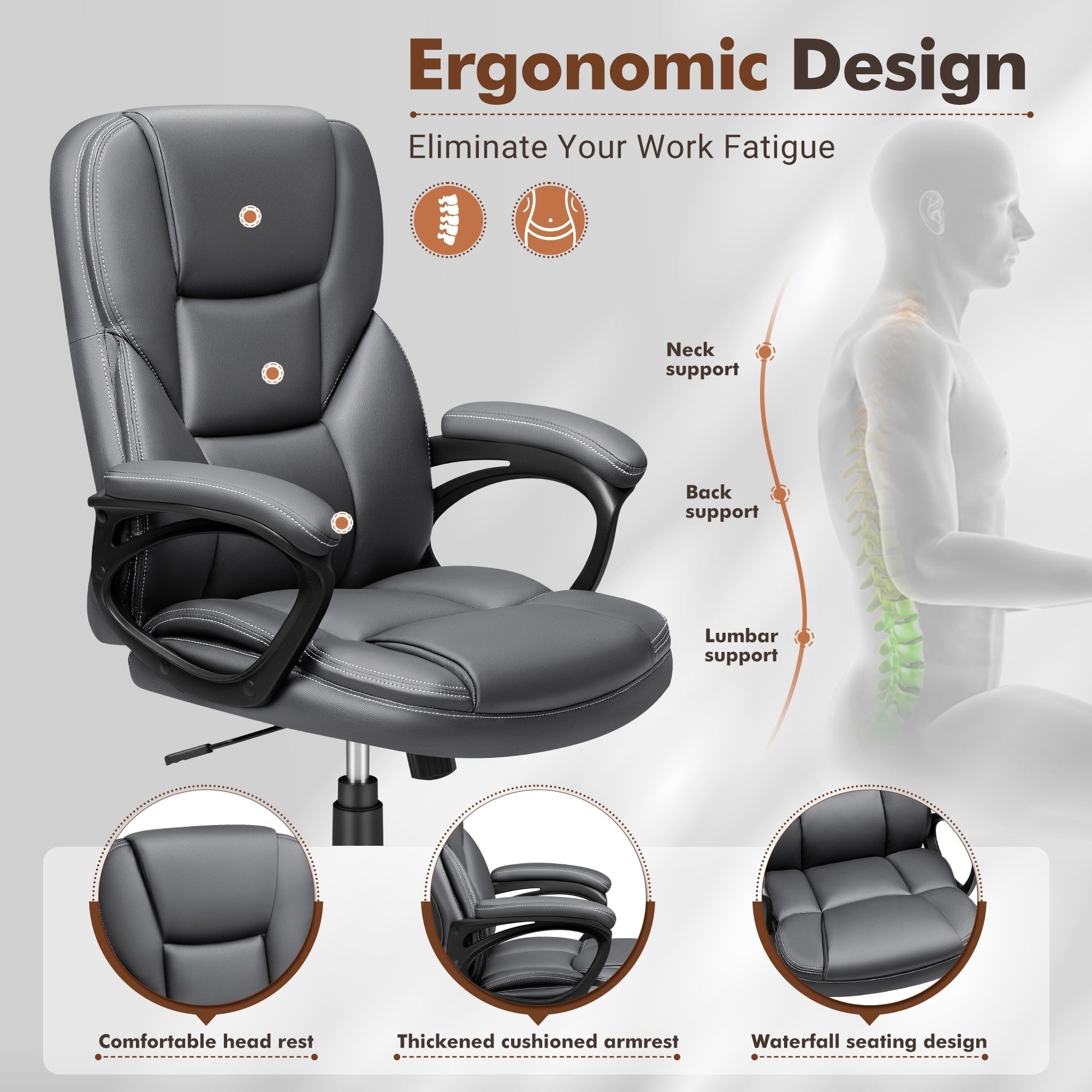 Sedia da ufficio Homall con schienale alto, sedia ergonomica per computer