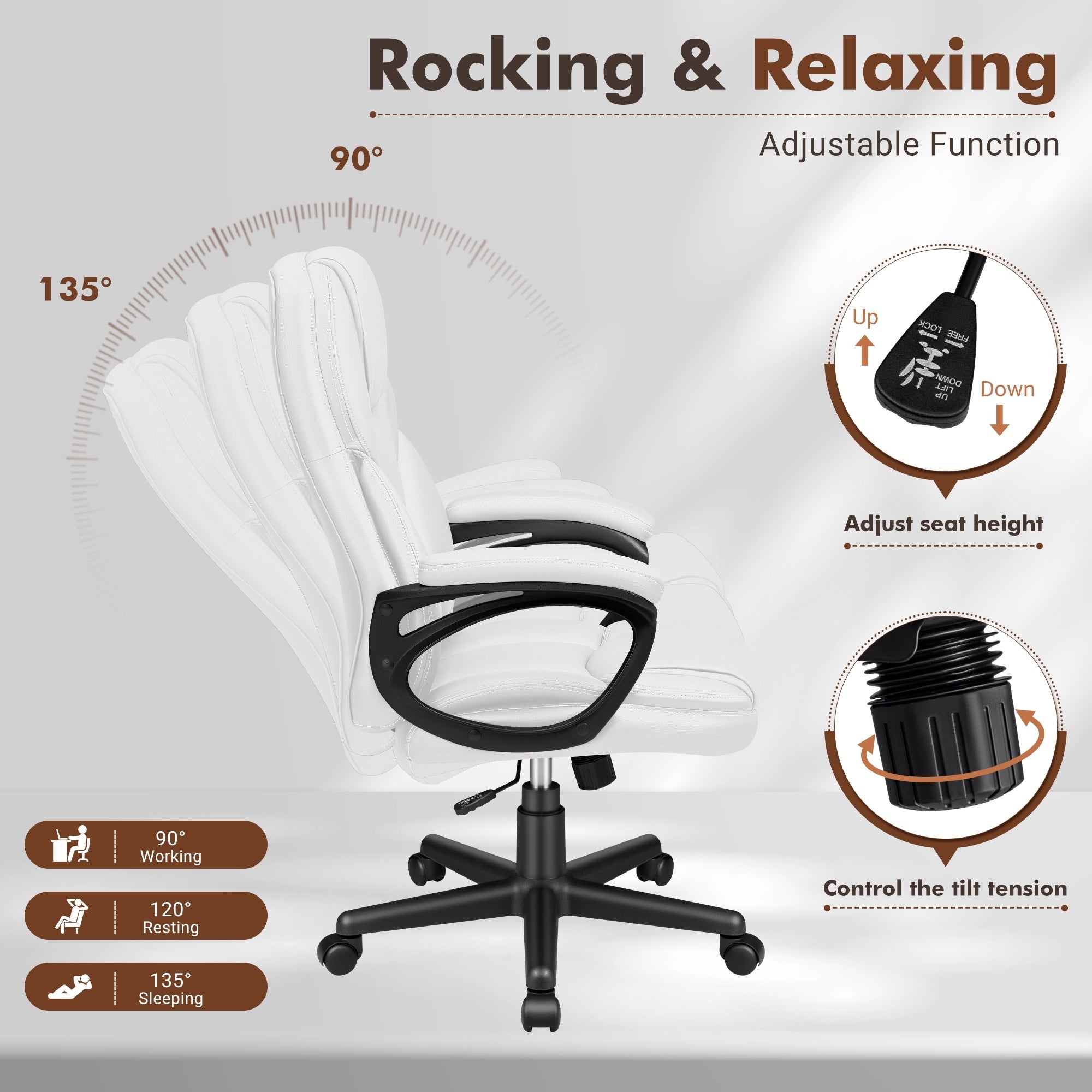 Sedia da ufficio Homall con schienale alto, sedia ergonomica per computer