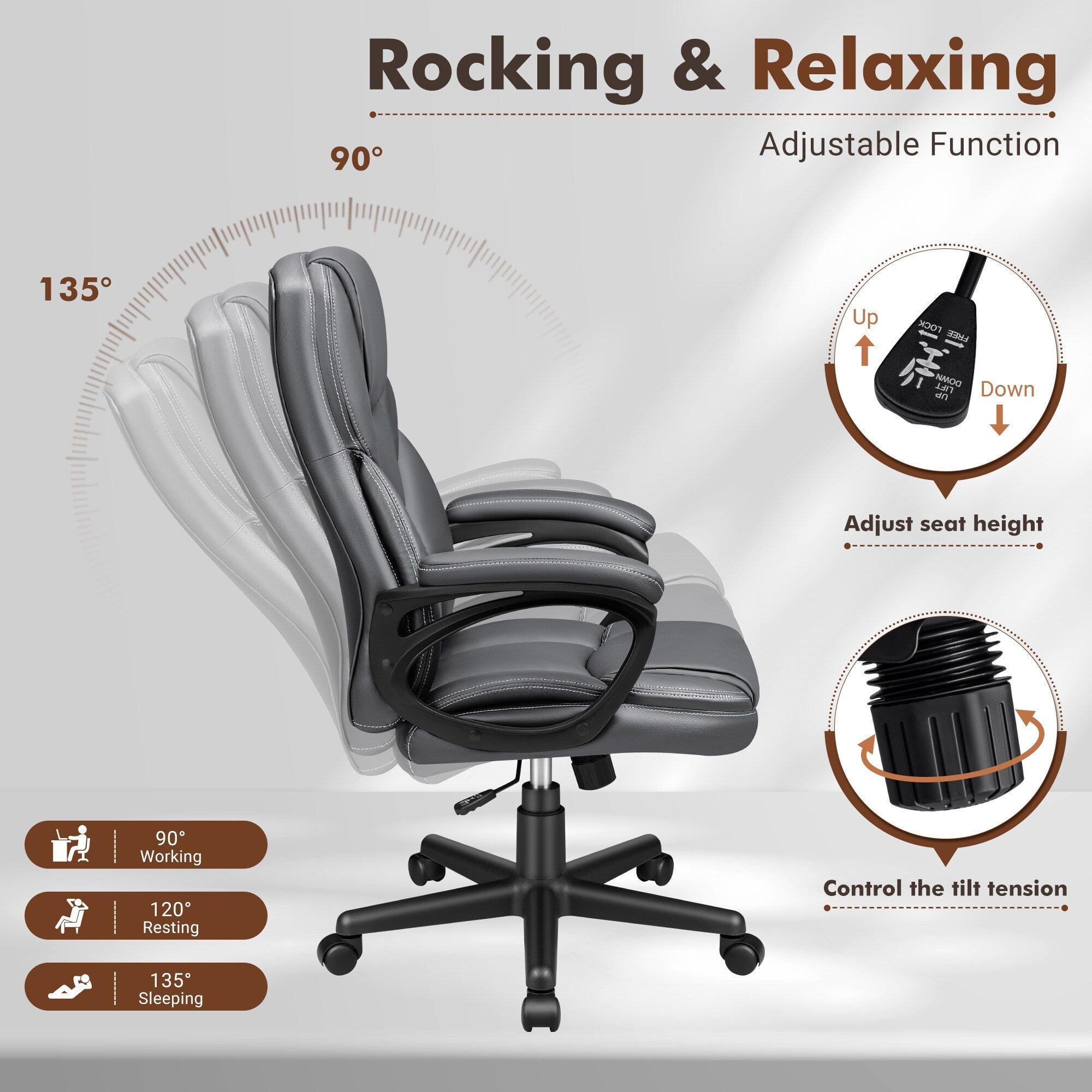 Sedia da ufficio Homall con schienale alto, sedia ergonomica per computer
