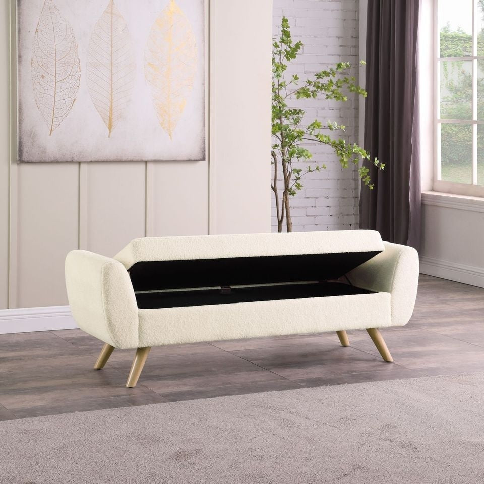 Panca contenitore moderna Sherpa HomePop con gambe in legno