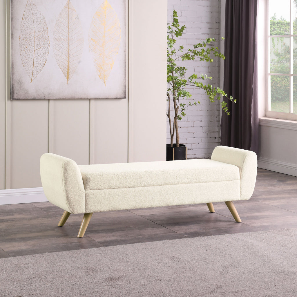 Panca contenitore moderna Sherpa HomePop con gambe in legno