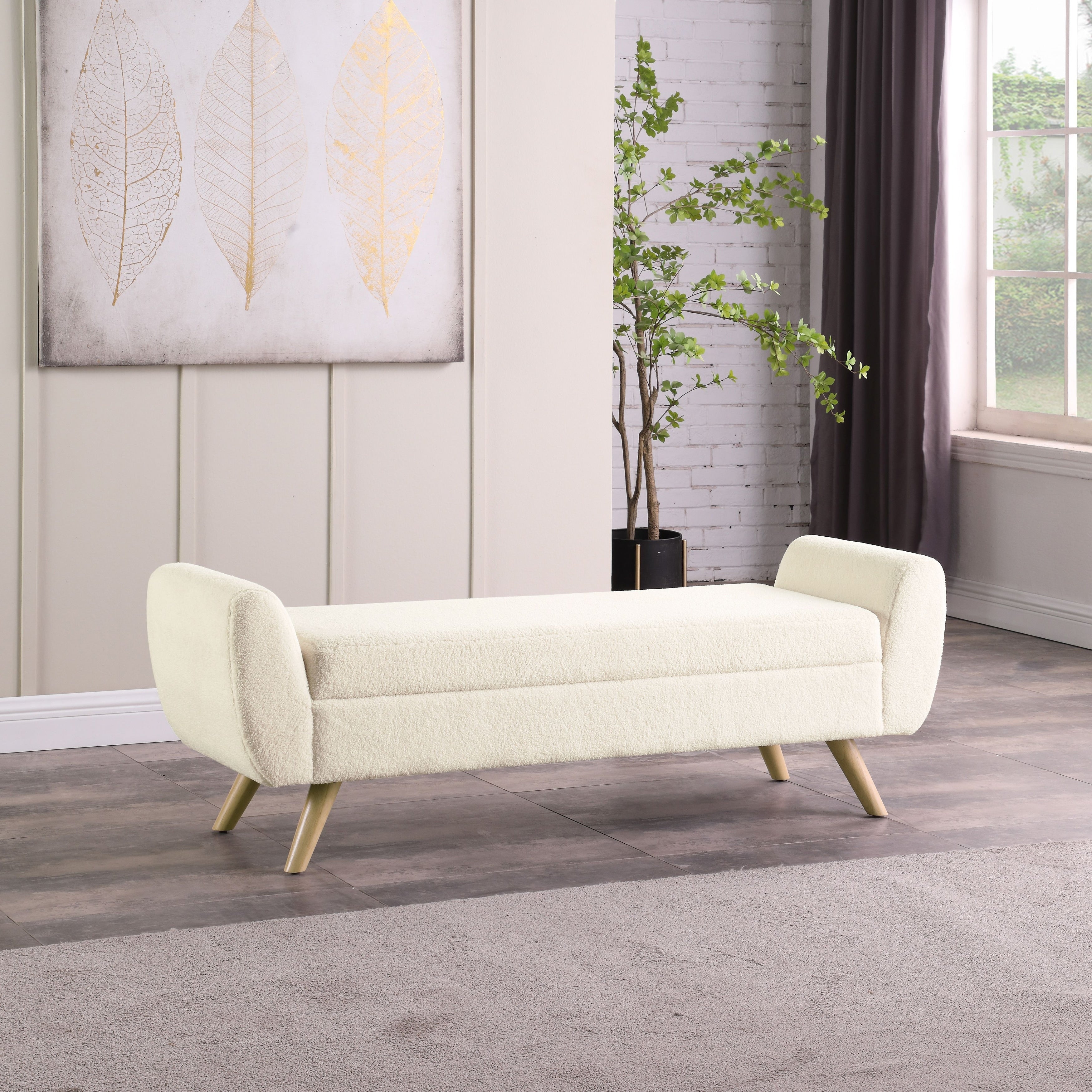 Panca contenitore moderna Sherpa HomePop con gambe in legno