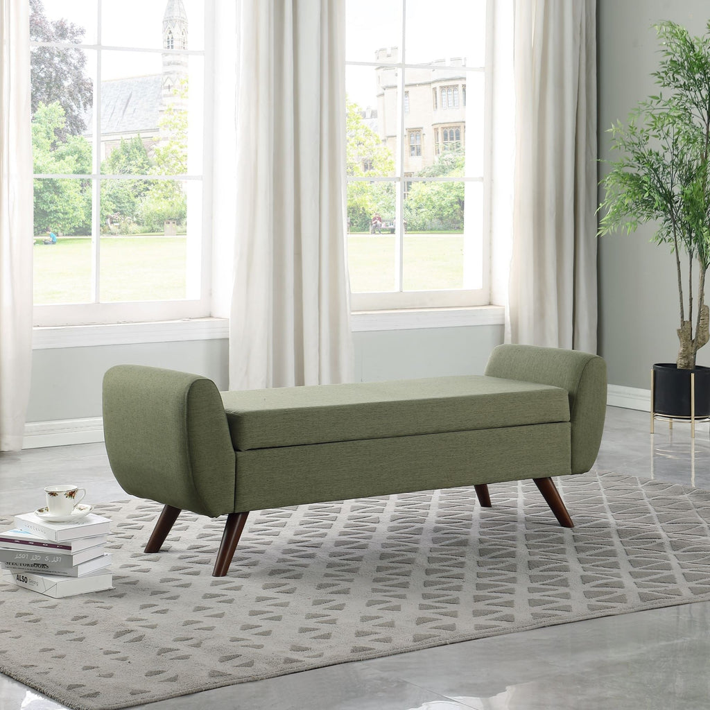 Panca contenitore moderna Sherpa HomePop con gambe in legno