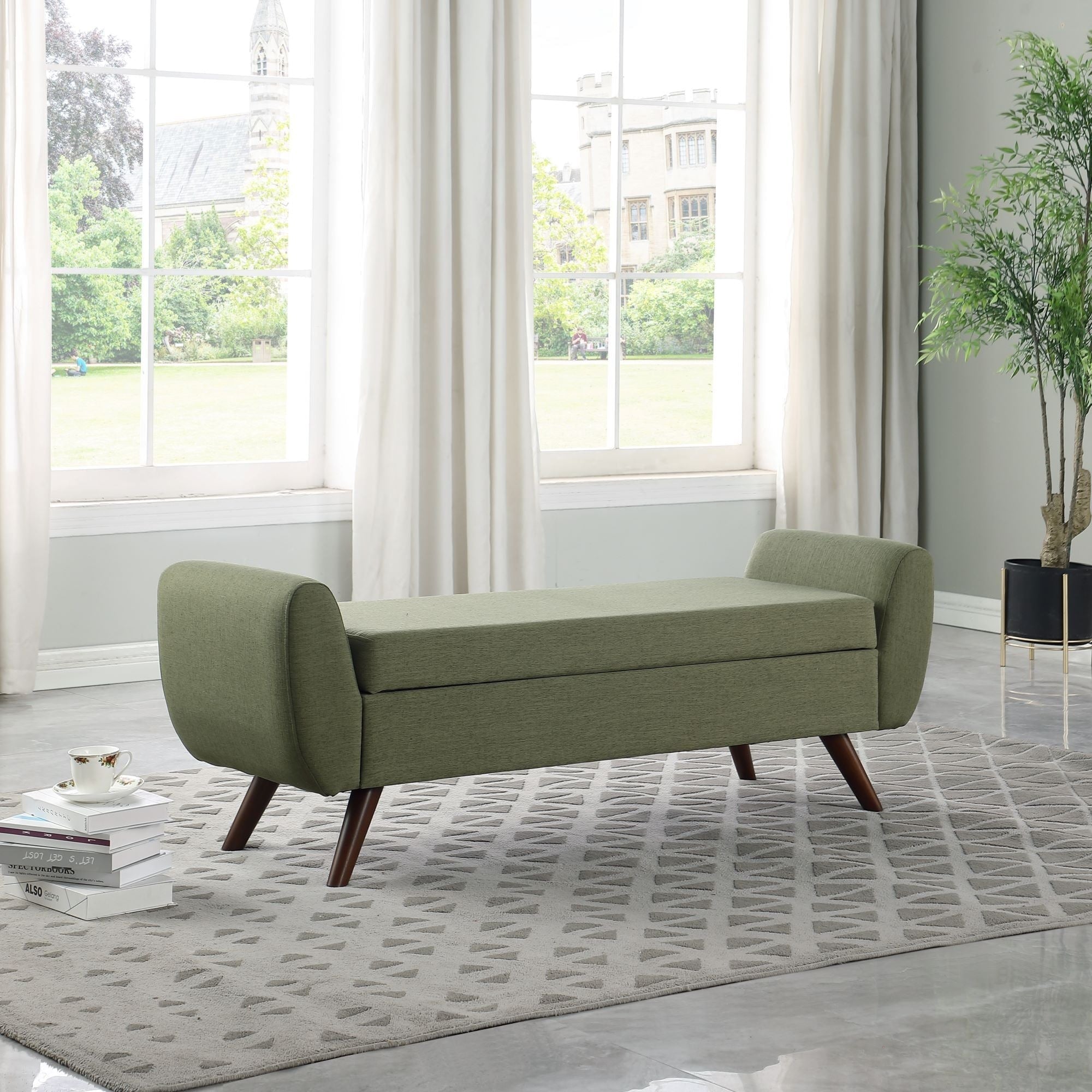 Panca contenitore moderna Sherpa HomePop con gambe in legno