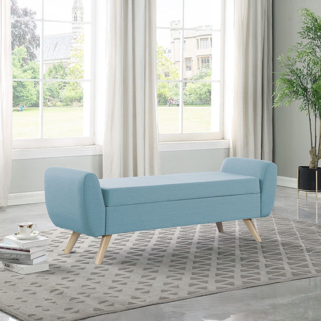 Panca contenitore moderna Sherpa HomePop con gambe in legno