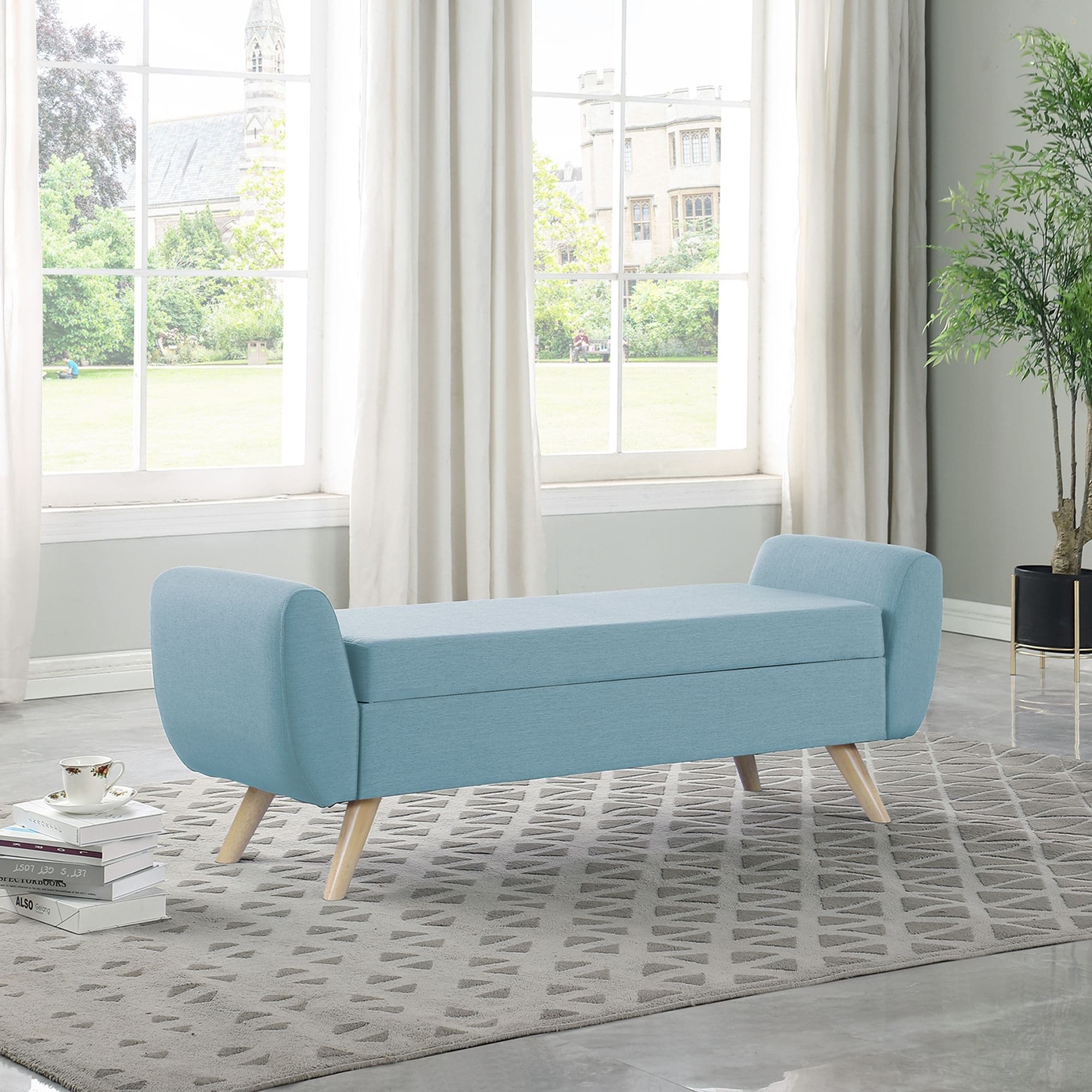 Panca contenitore moderna Sherpa HomePop con gambe in legno