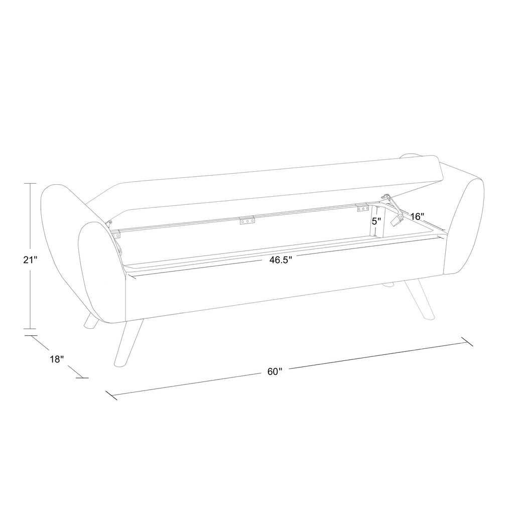 Panca contenitore moderna Sherpa HomePop con gambe in legno