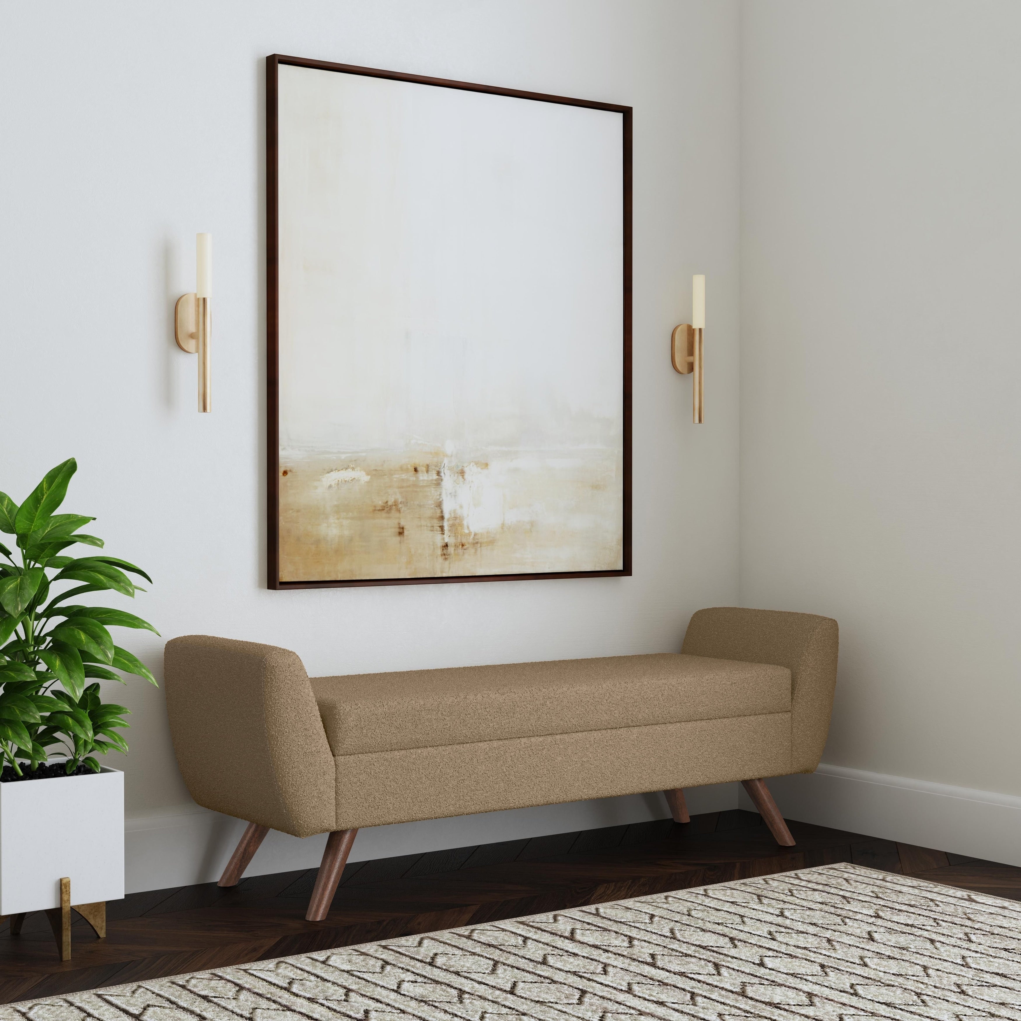 Panca contenitore moderna Sherpa HomePop con gambe in legno