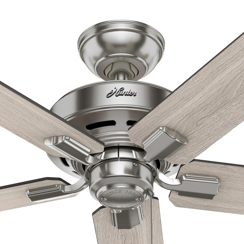 Ventilatore da soffitto Hunter 44 Altidore in nichel spazzolato con kit di luci a LED, catena di trazione - Stile rustico, rustico, di transizione