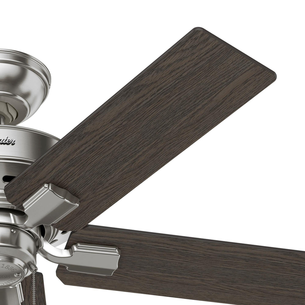 Ventilatore da soffitto Hunter 44 Altidore in nichel spazzolato con kit di luci a LED, catena di trazione - Stile rustico, rustico, di transizione