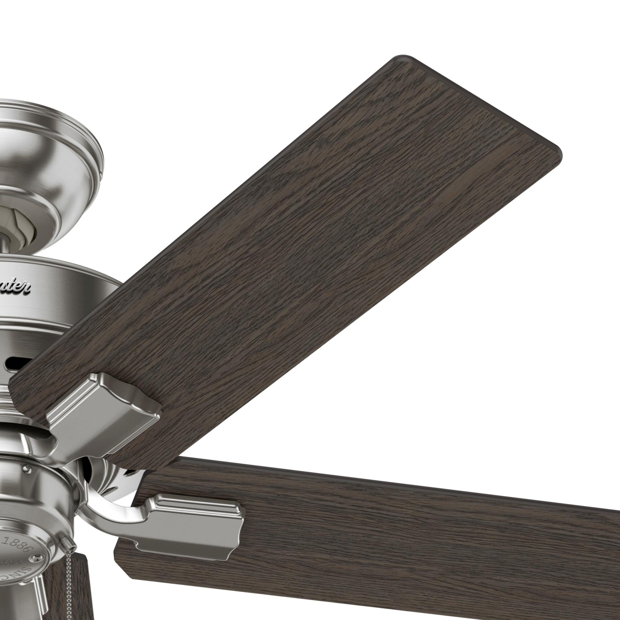 Ventilatore da soffitto Hunter 44 Altidore in nichel spazzolato con kit di luci a LED, catena di trazione - Stile rustico, rustico, di transizione