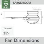 Ventilatore da soffitto Hunter 52 Anisten a basso profilo con luce LED e catenella - Moderno, contemporaneo, di transizione