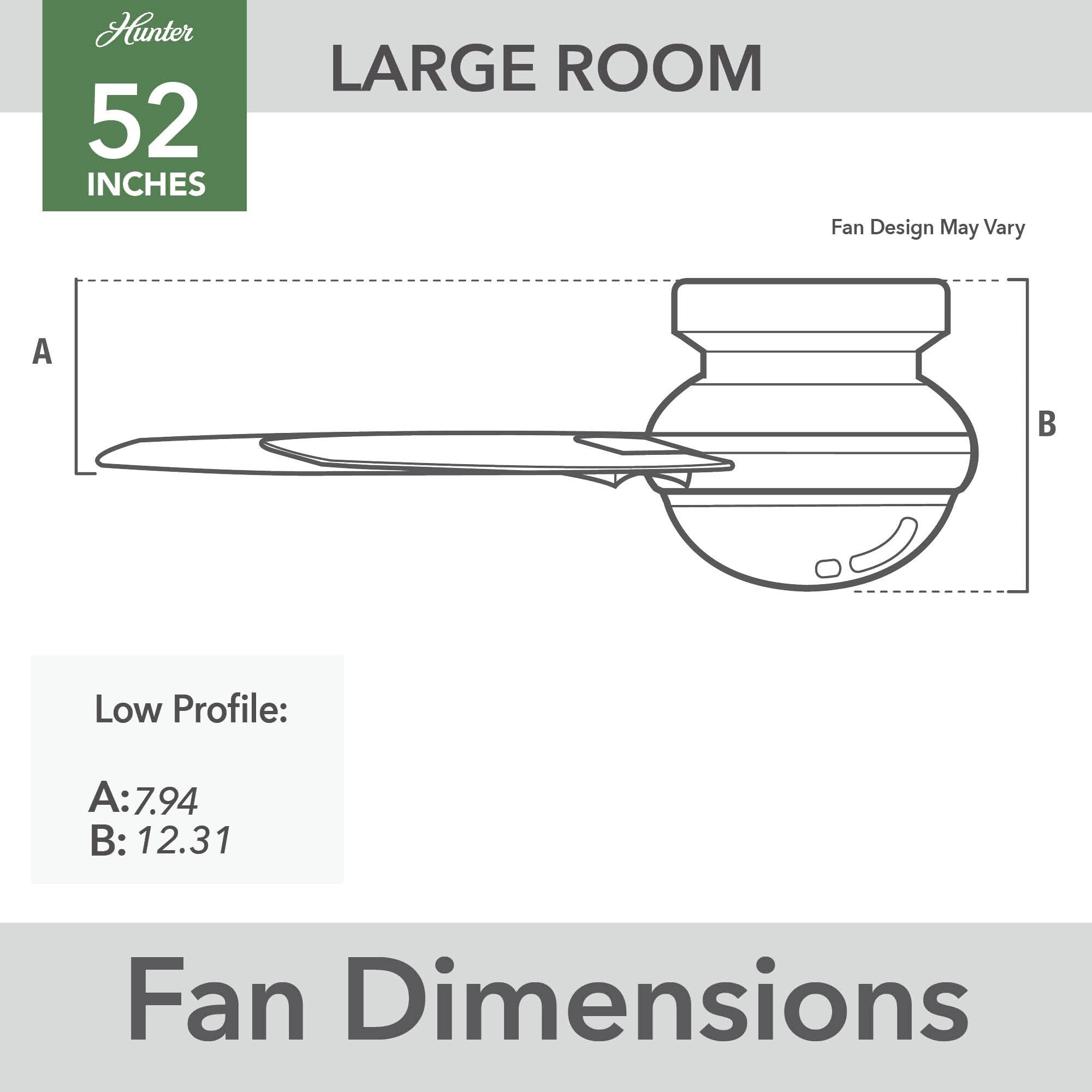Ventilatore da soffitto Hunter 52 Anisten a basso profilo con luce LED e catenella - Moderno, contemporaneo, di transizione