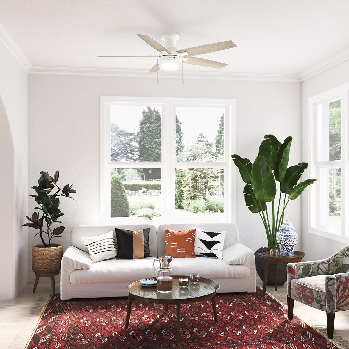 Ventilatore da soffitto Hunter 52 Anisten a basso profilo con luce LED e catenella - Moderno, contemporaneo, di transizione