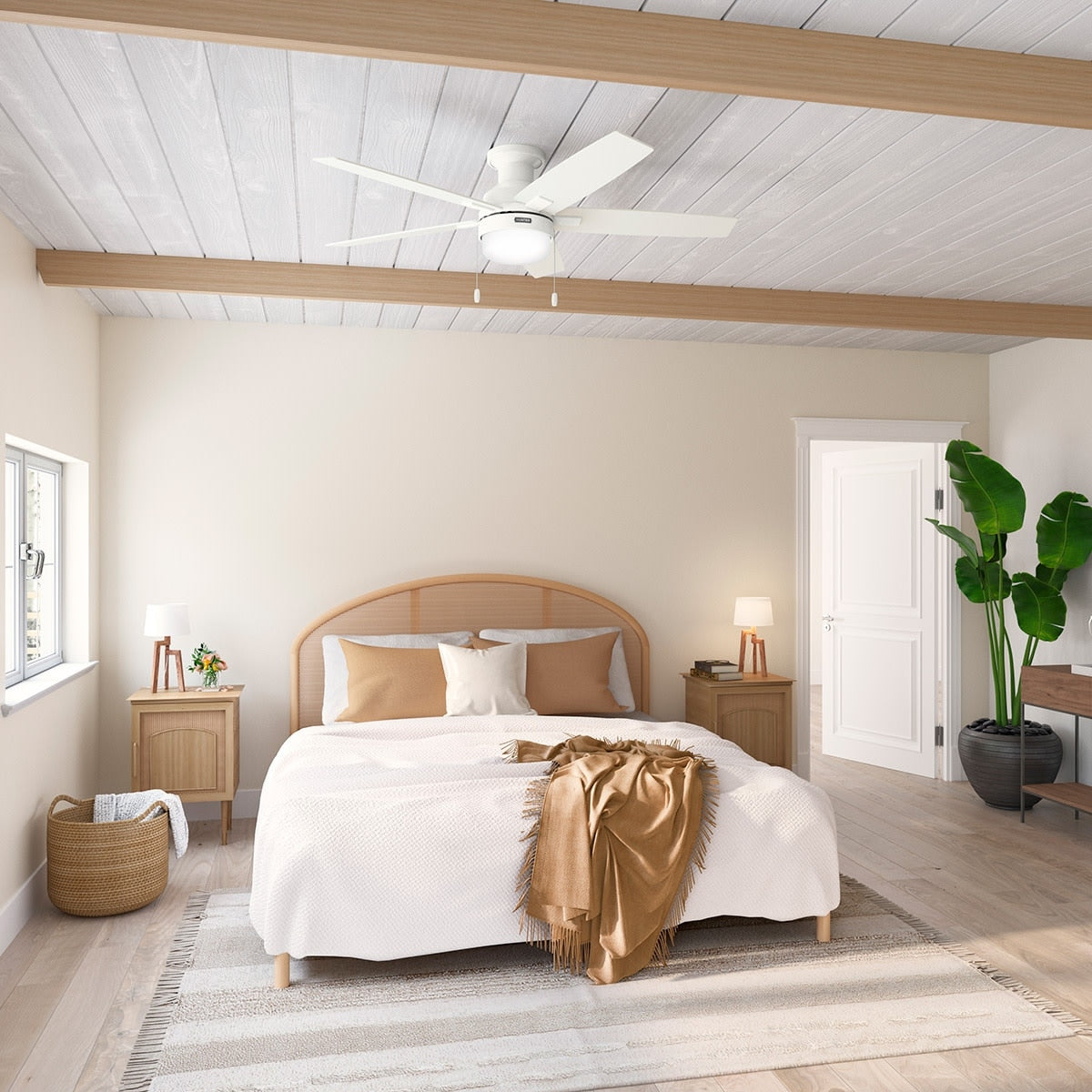 Ventilatore da soffitto Hunter 52 Anisten a basso profilo con luce LED e catenella - Moderno, contemporaneo, di transizione