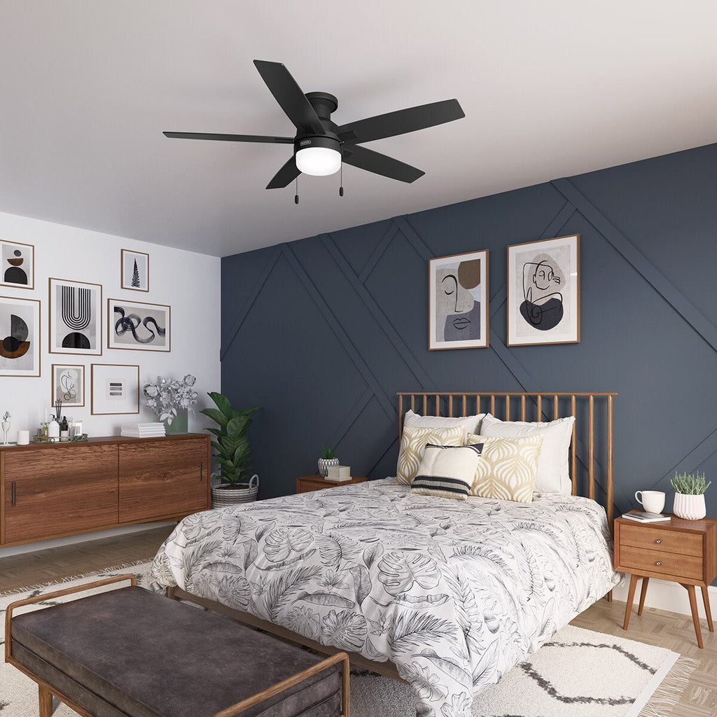 Ventilatore da soffitto Hunter 52 Anisten a basso profilo con luce LED e catenella - Moderno, contemporaneo, di transizione