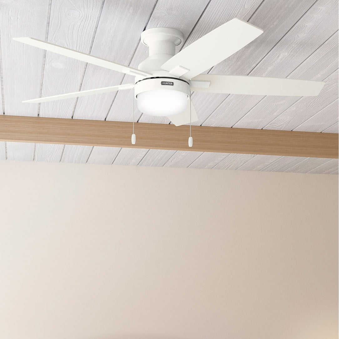 Ventilatore da soffitto Hunter 52 Anisten a basso profilo con luce LED e catenella - Moderno, contemporaneo, di transizione