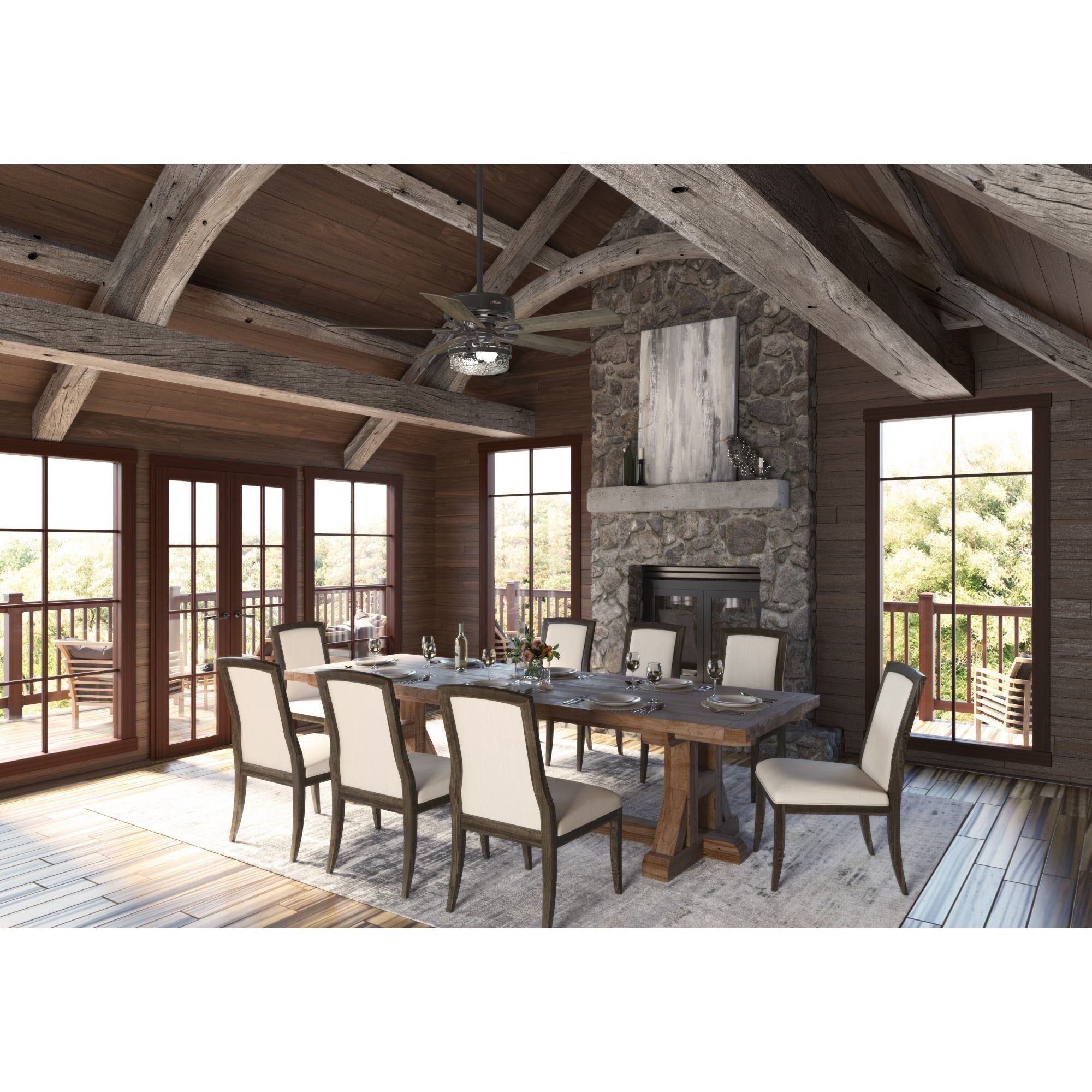 Ventilatore da soffitto per interni/esterni Hunter 52 Canyon Ridge, luce LED, telecomando portatile - Stile rustico, stile rustico, stile industriale