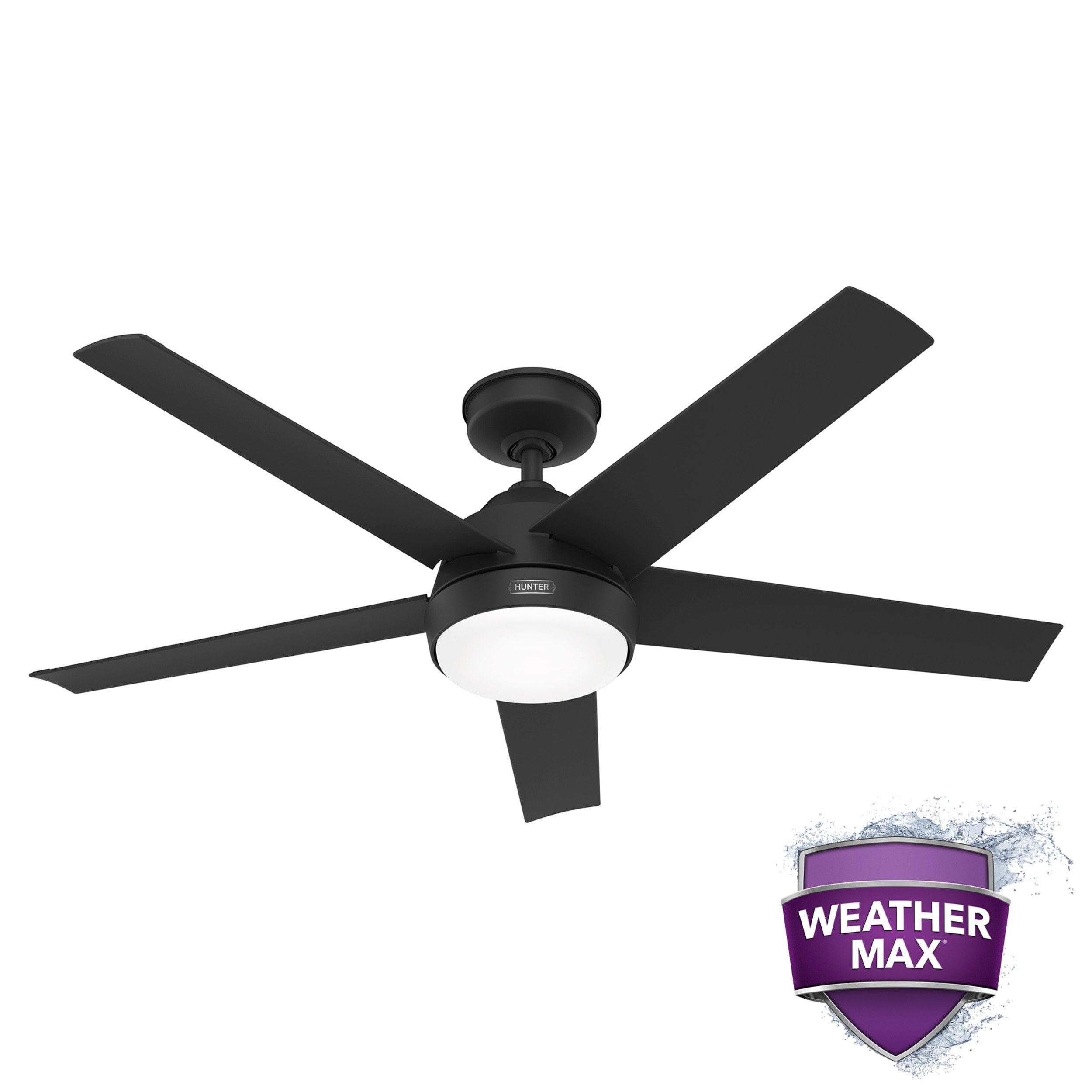 Ventilatore da soffitto per esterni Hunter 52 Skyflow con kit di luci a LED, controllo a parete - Stile moderno e contemporaneo costiero - WeatherMax - ANTIPIOGGIA!