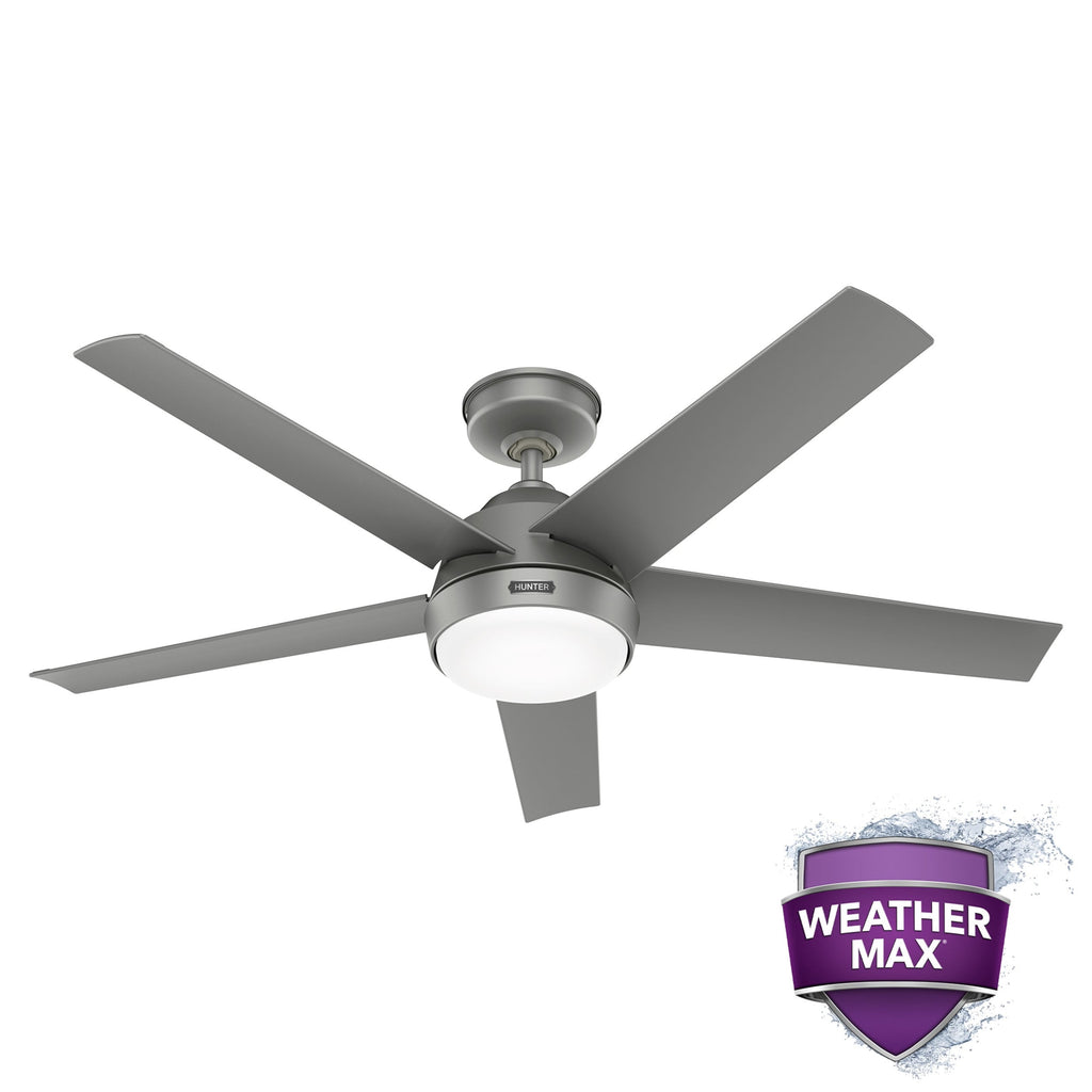 Ventilatore da soffitto per esterni Hunter 52 Skyflow con kit di luci a LED, controllo a parete - Stile moderno e contemporaneo costiero - WeatherMax - ANTIPIOGGIA!