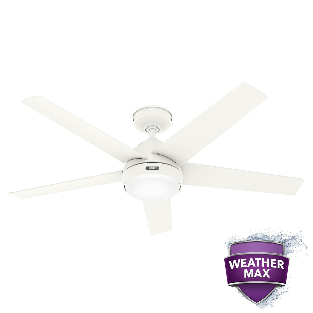Ventilatore da soffitto per esterni Hunter 52 Skyflow con kit di luci a LED, controllo a parete - Stile moderno e contemporaneo costiero - WeatherMax - ANTIPIOGGIA!
