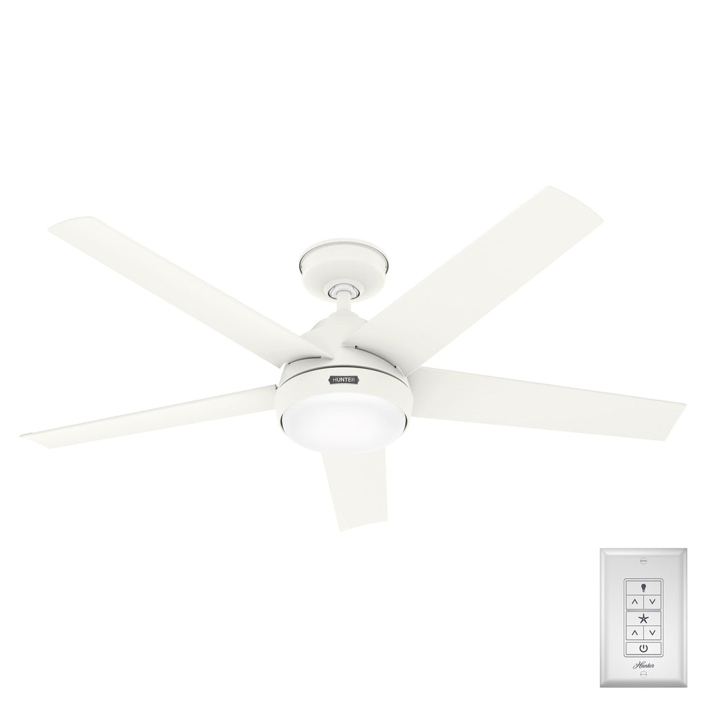 Ventilatore da soffitto per esterni Hunter 52 Skyflow con kit di luci a LED, controllo a parete - Stile moderno e contemporaneo costiero - WeatherMax - ANTIPIOGGIA!