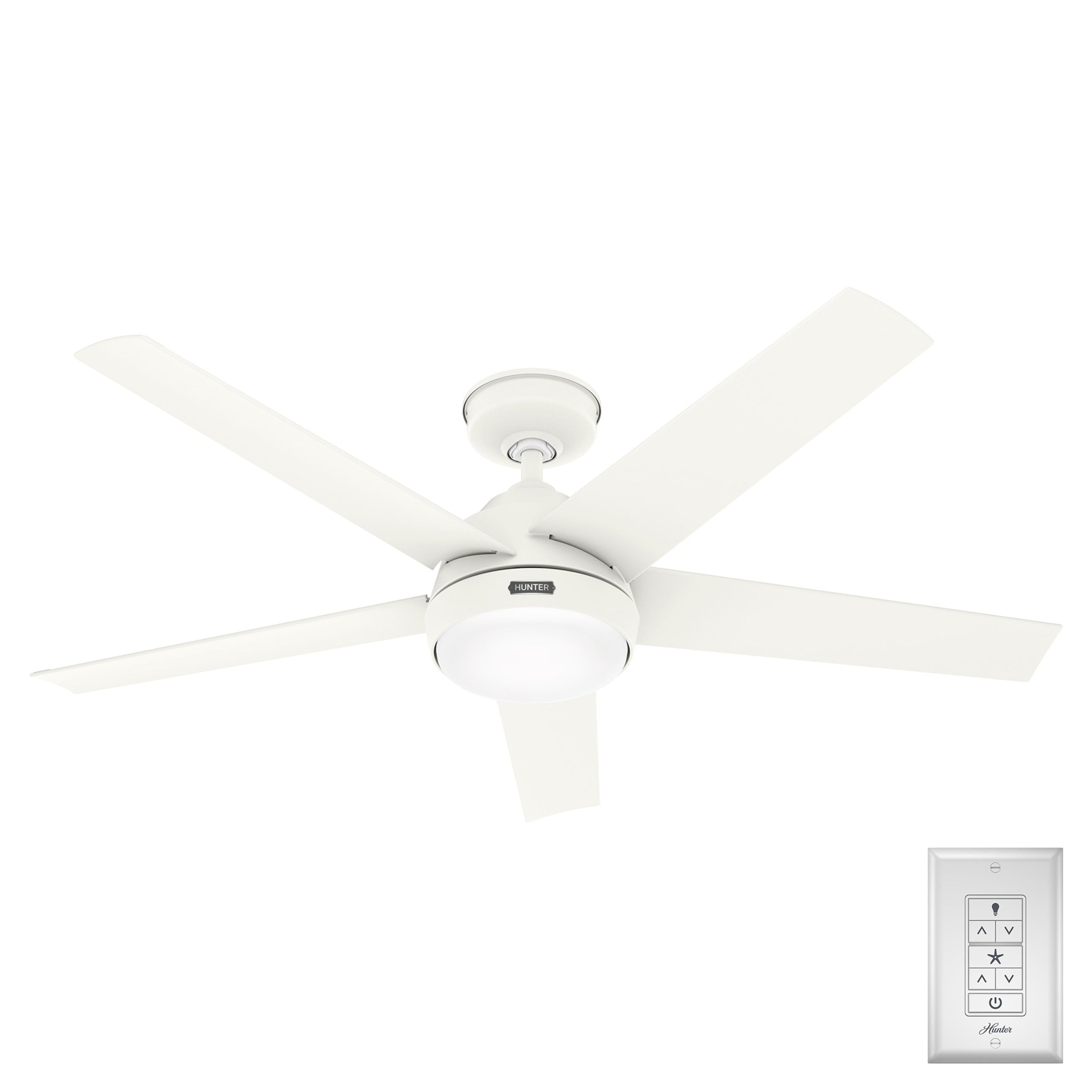 Ventilatore da soffitto per esterni Hunter 52 Skyflow con kit di luci a LED, controllo a parete - Stile moderno e contemporaneo costiero - WeatherMax - ANTIPIOGGIA!