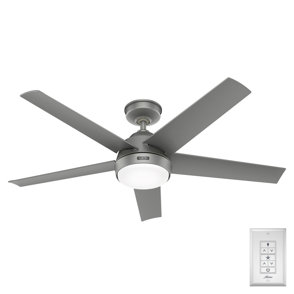 Ventilatore da soffitto per esterni Hunter 52 Skyflow con kit di luci a LED, controllo a parete - Stile moderno e contemporaneo costiero - WeatherMax - ANTIPIOGGIA!