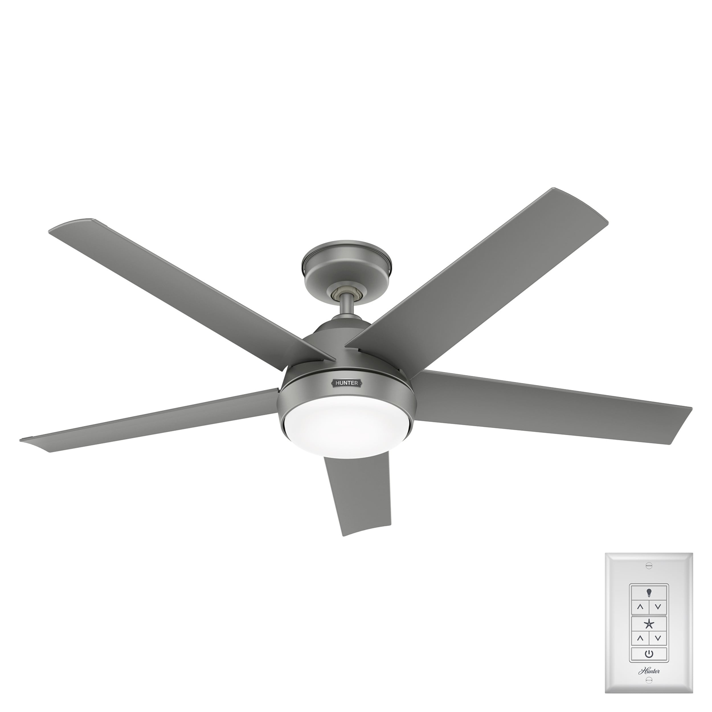 Ventilatore da soffitto per esterni Hunter 52 Skyflow con kit di luci a LED, controllo a parete - Stile moderno e contemporaneo costiero - WeatherMax - ANTIPIOGGIA!