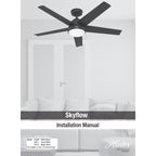 Ventilatore da soffitto per esterni Hunter 52 Skyflow con kit di luci a LED, controllo a parete - Stile moderno e contemporaneo costiero - WeatherMax - ANTIPIOGGIA!