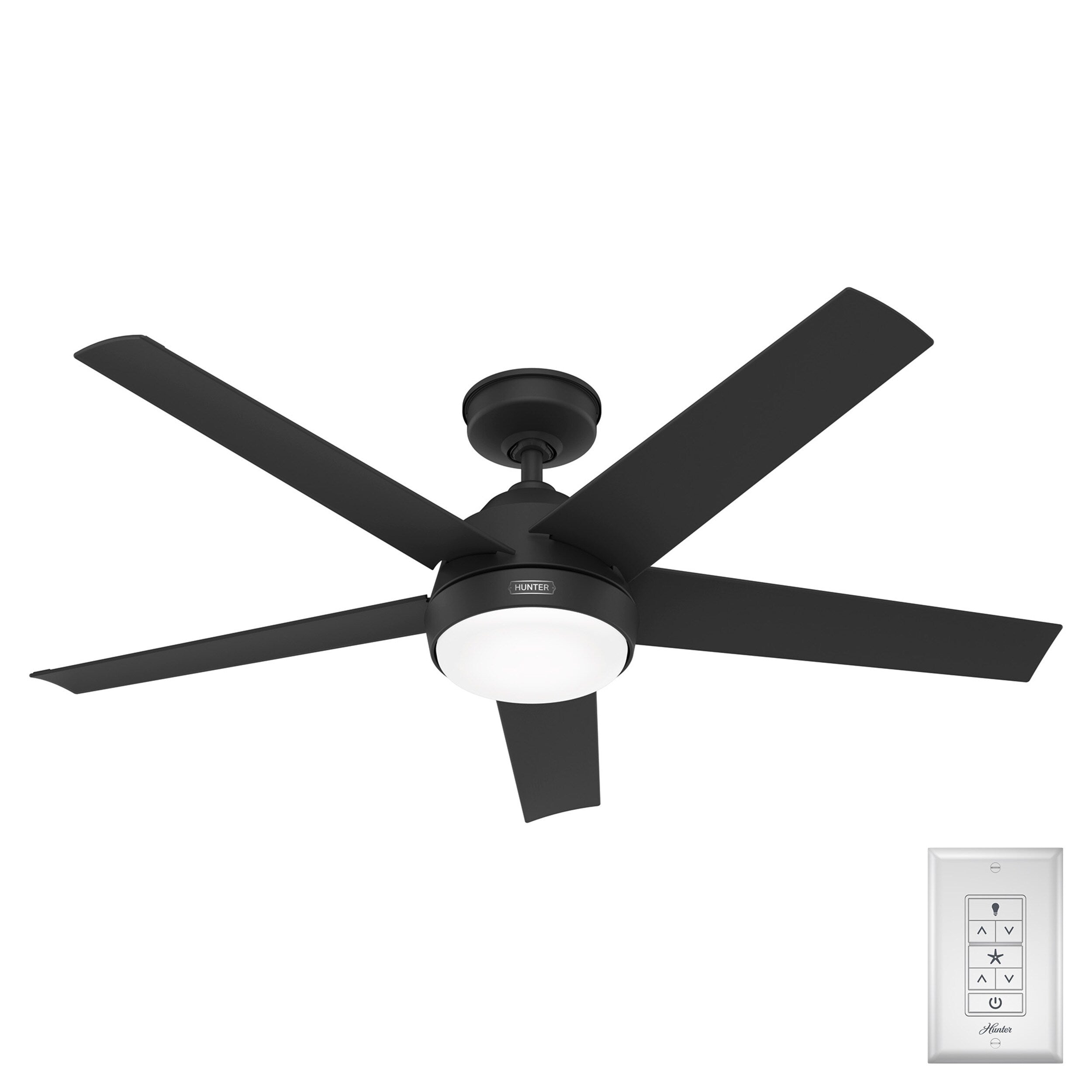 Ventilatore da soffitto per esterni Hunter 52 Skyflow con kit di luci a LED, controllo a parete - Stile moderno e contemporaneo costiero - WeatherMax - ANTIPIOGGIA!
